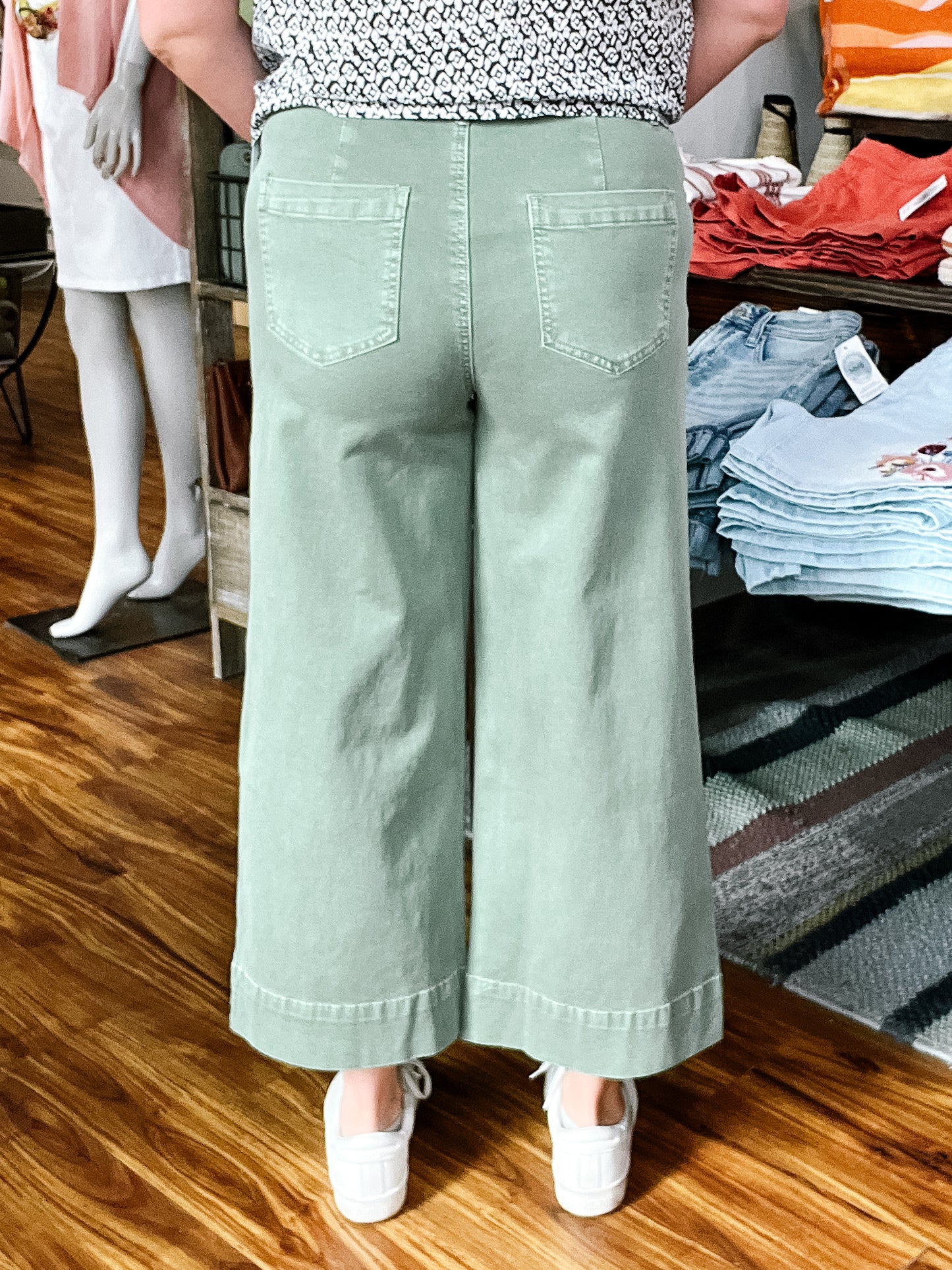 Sage Green High Waist Palazzo Pant