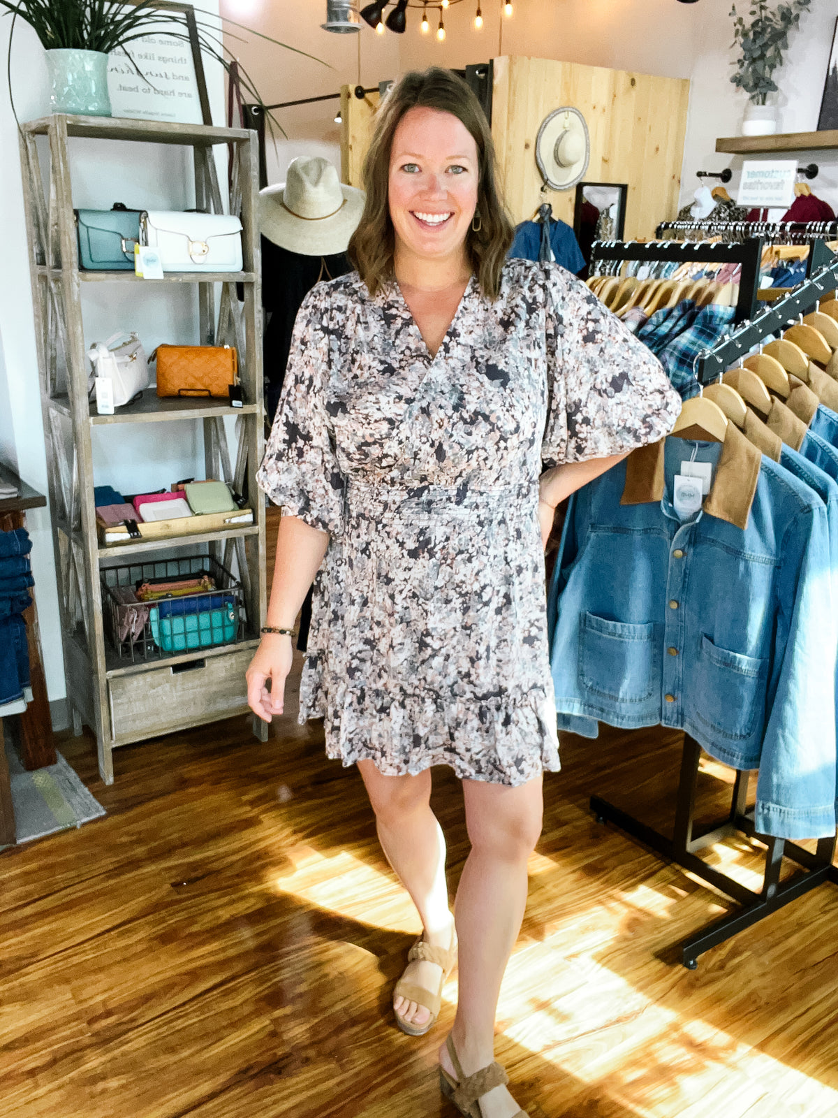 Charcoal Floral Dress