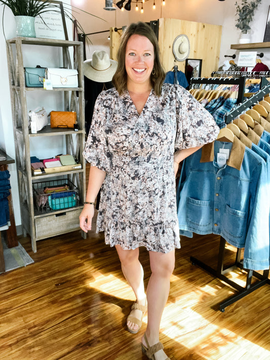 Charcoal Floral Dress