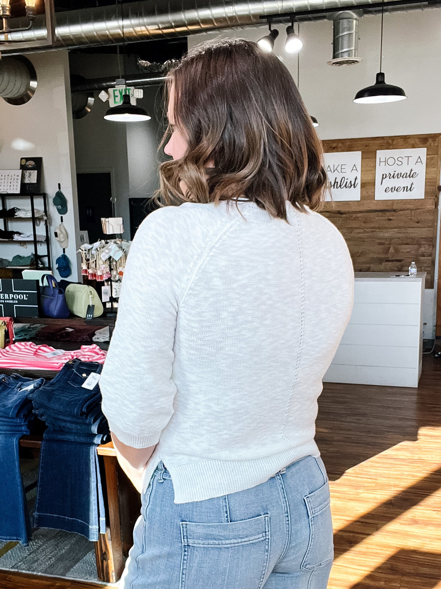 White 3/4 Sleeve Sweater