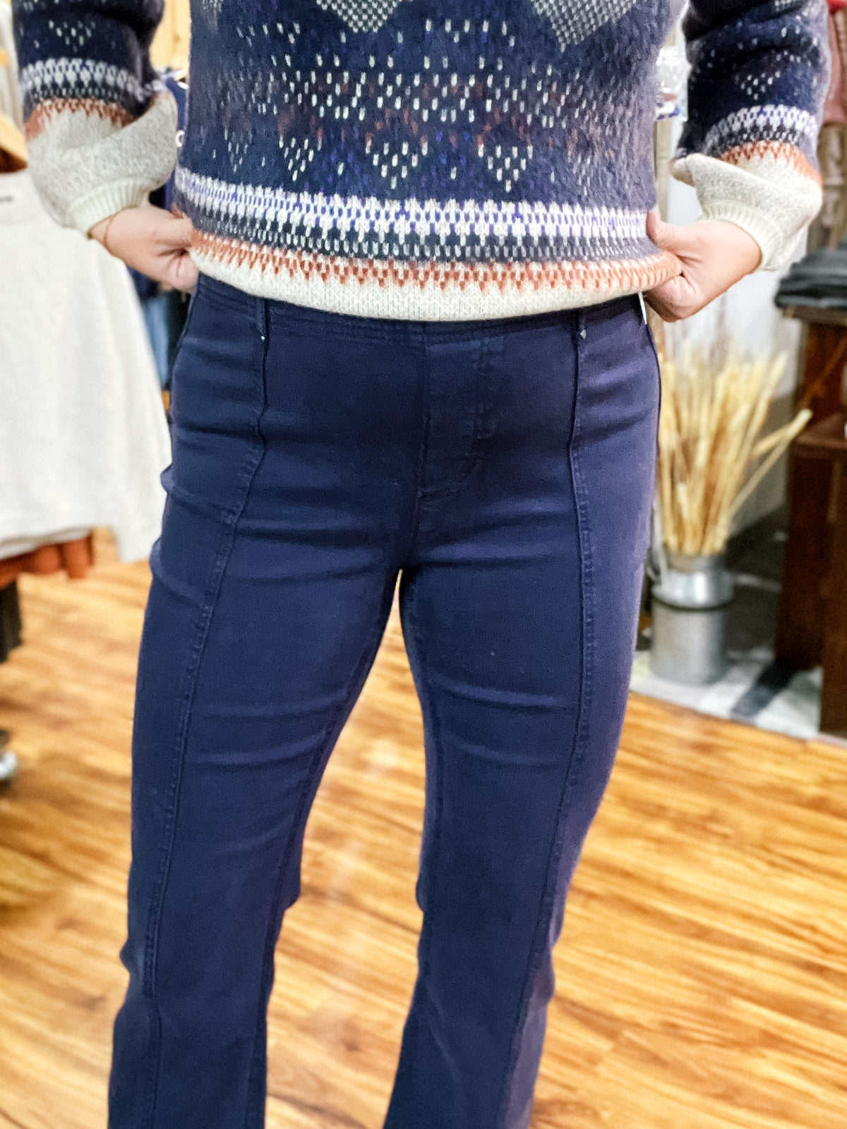 Sapphire Blue Pull On Pant w/ Front Seam