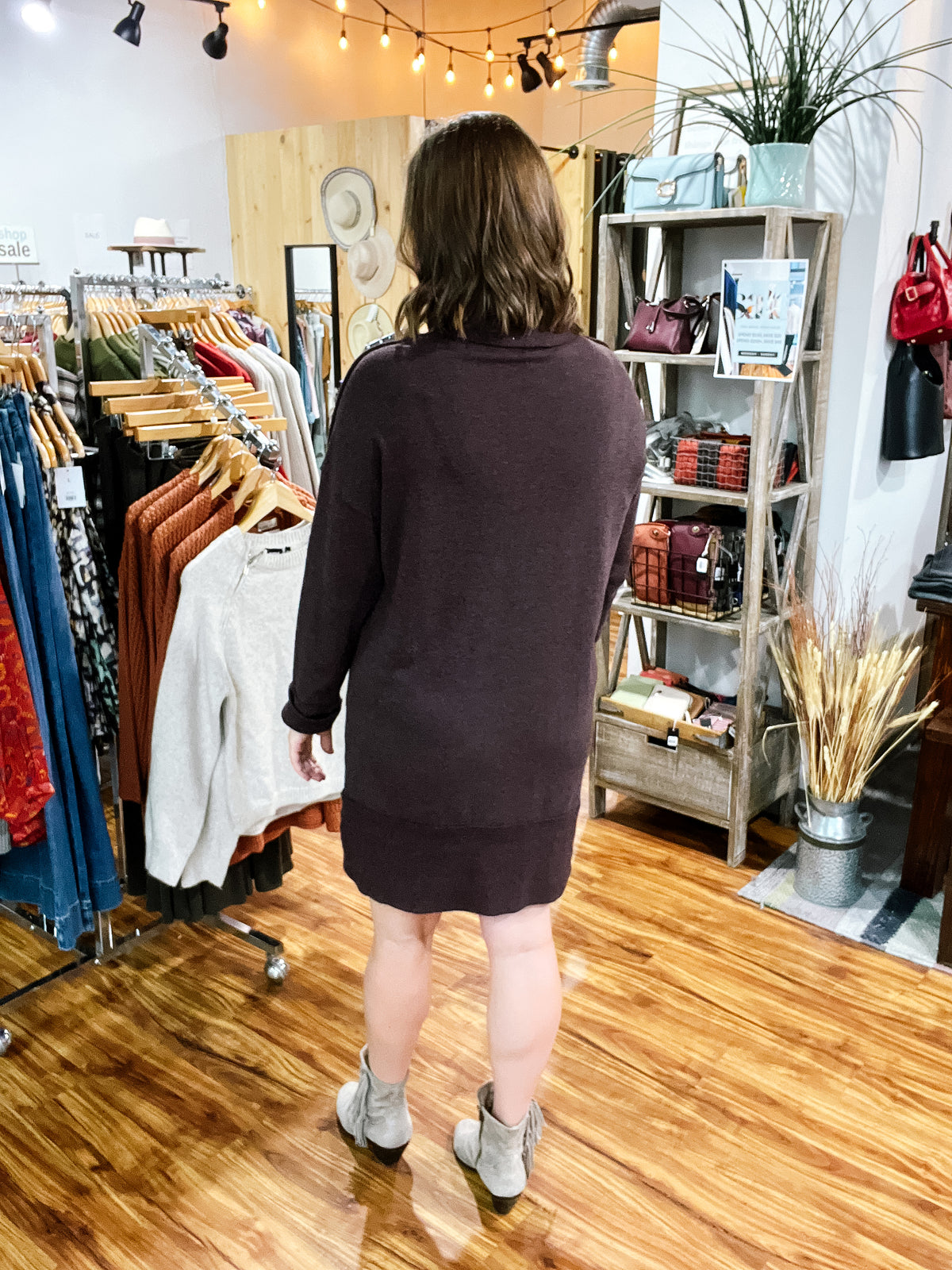 Vintage Plum Turtleneck Knit Dress