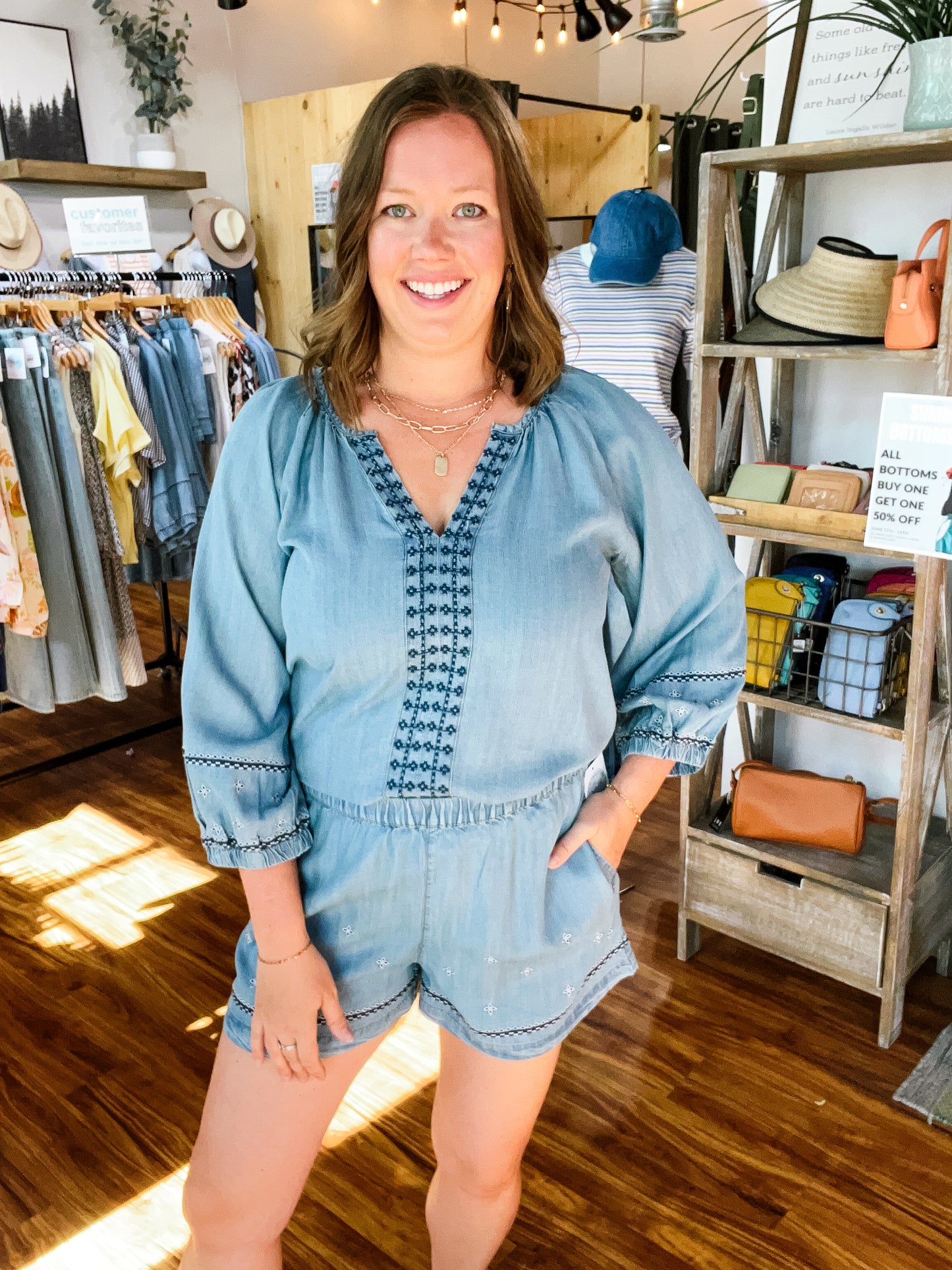 Chambray Embroidery Top