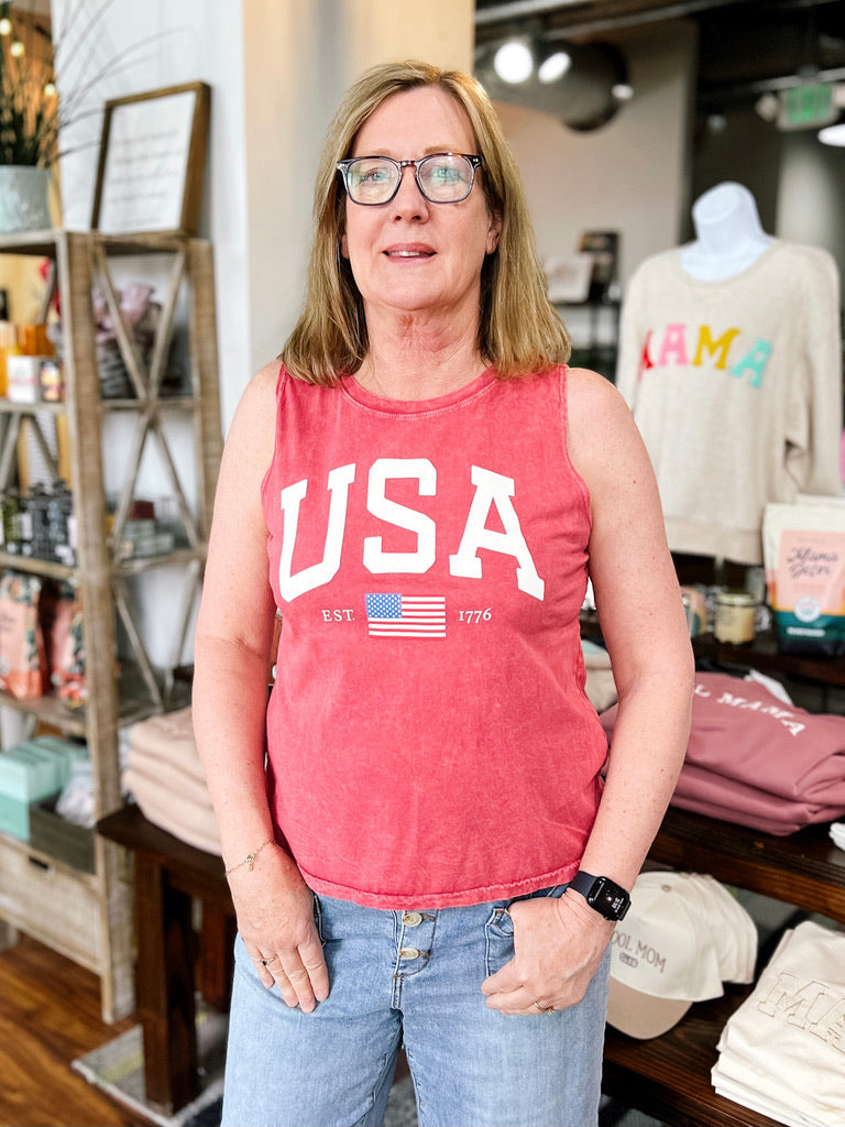 Red USA 1776 Tank Top