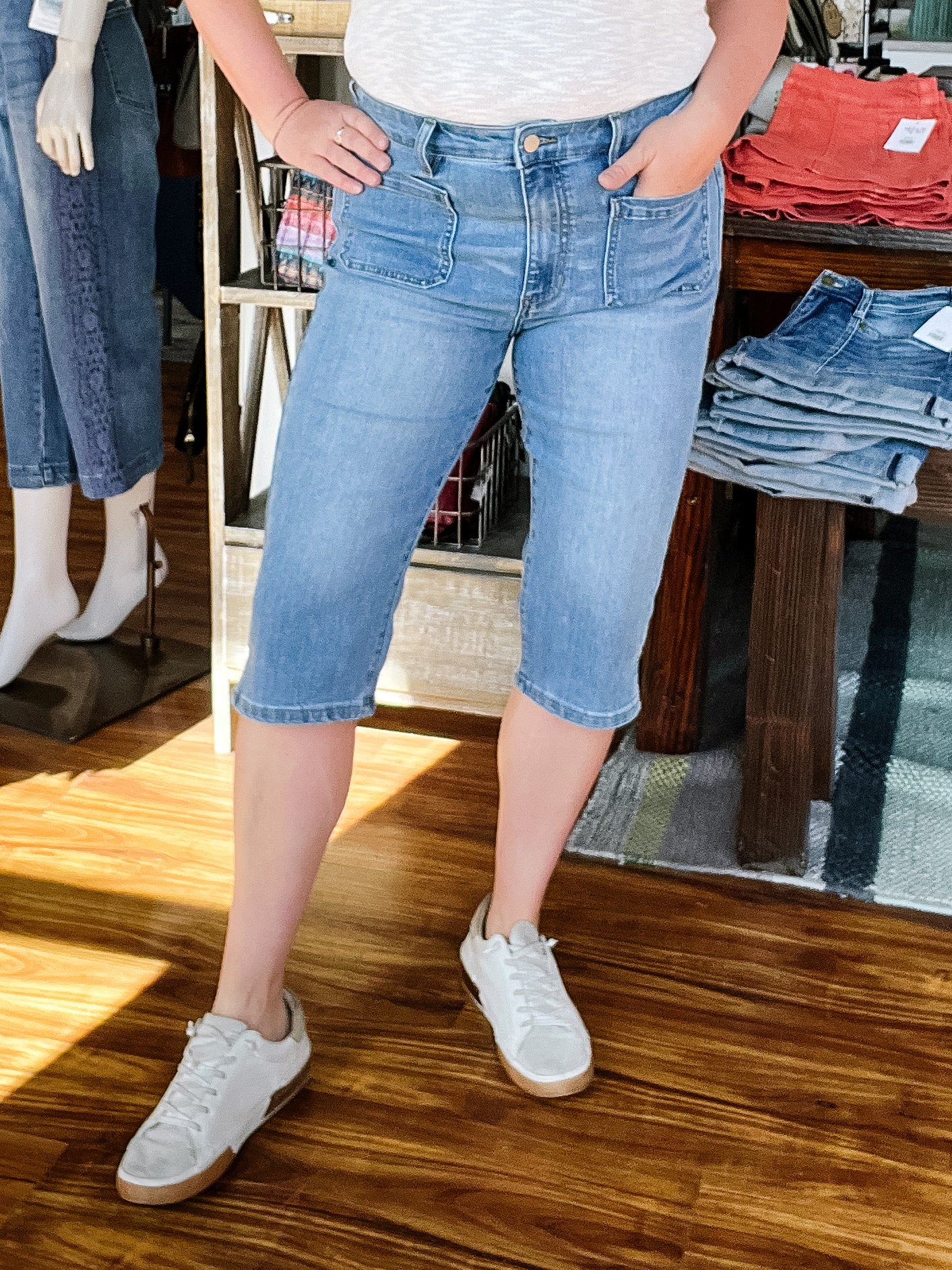 Ocean Breeze Blue Capri Jean