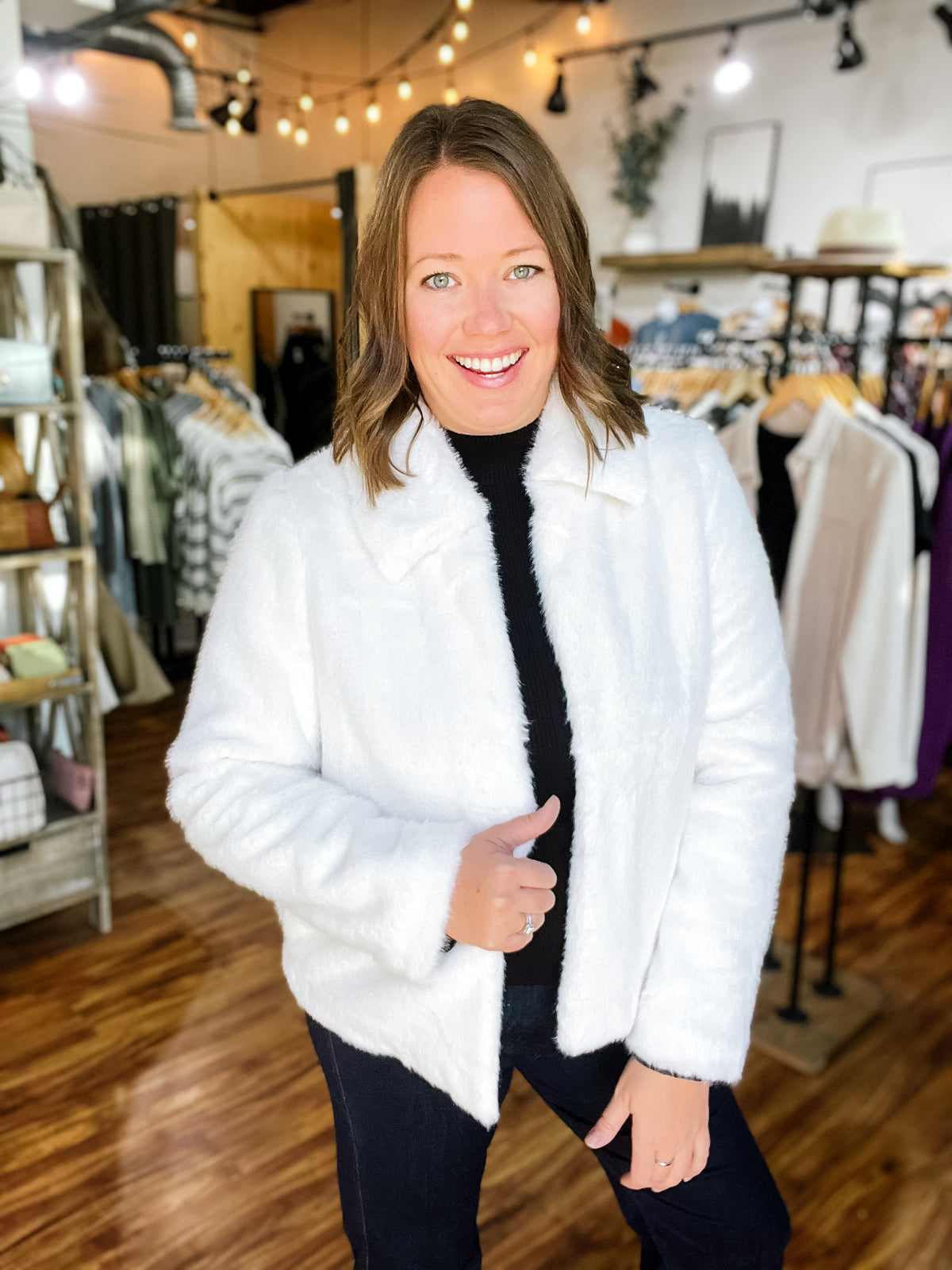 White Faux Fur Jacket