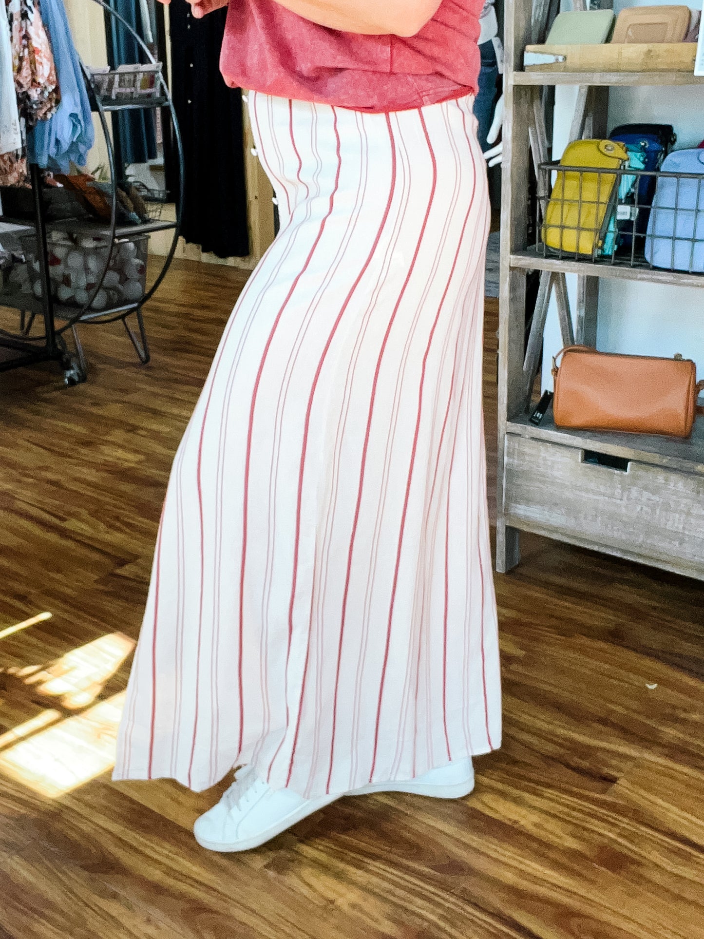 Off White W/Rust Stripe Skirt