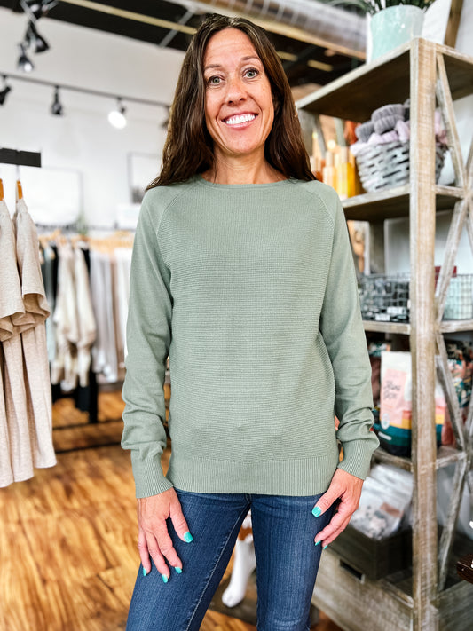 Sage Waffle Sweater