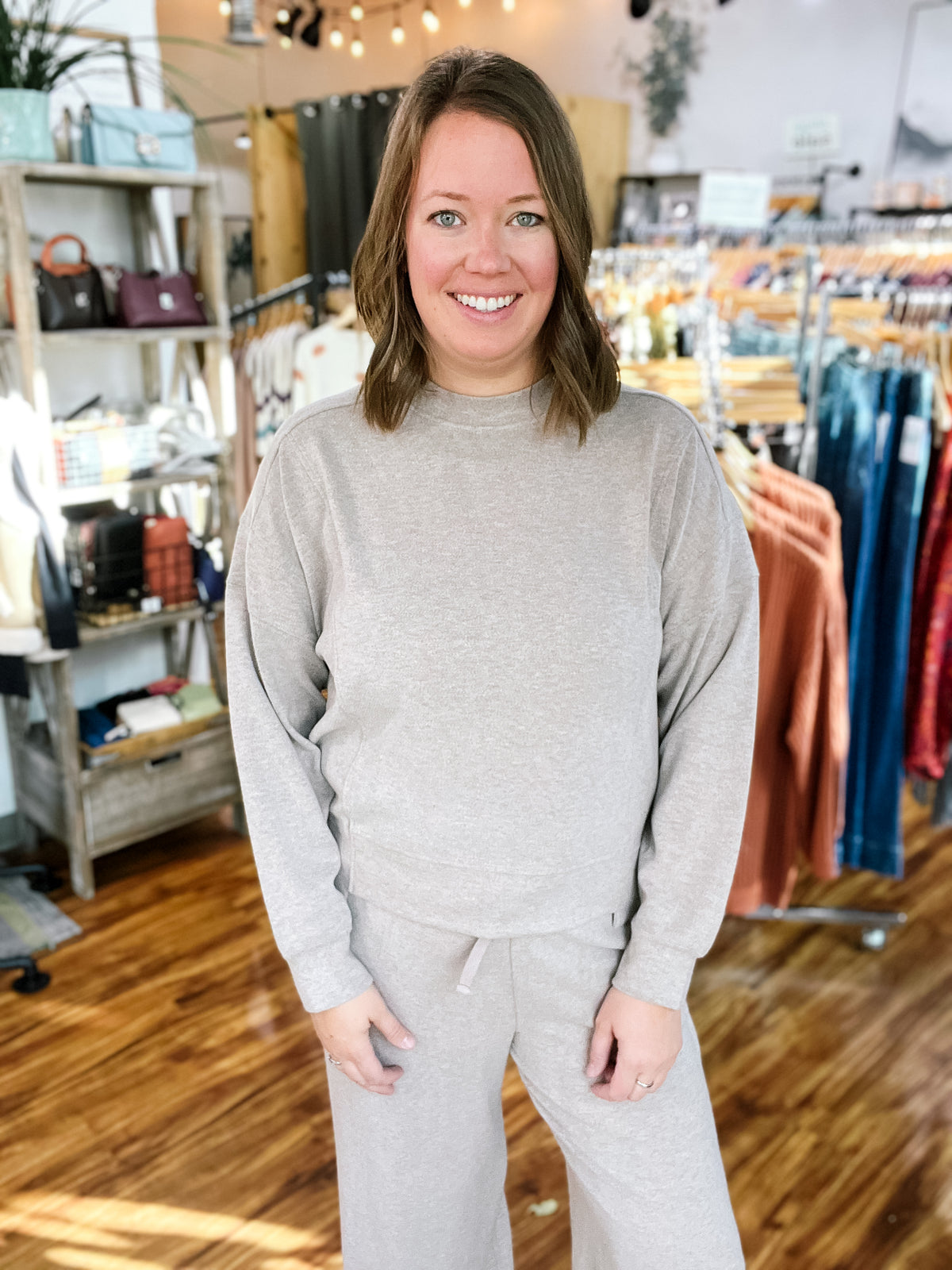 Light Brown Long Sleeve Lounge Top
