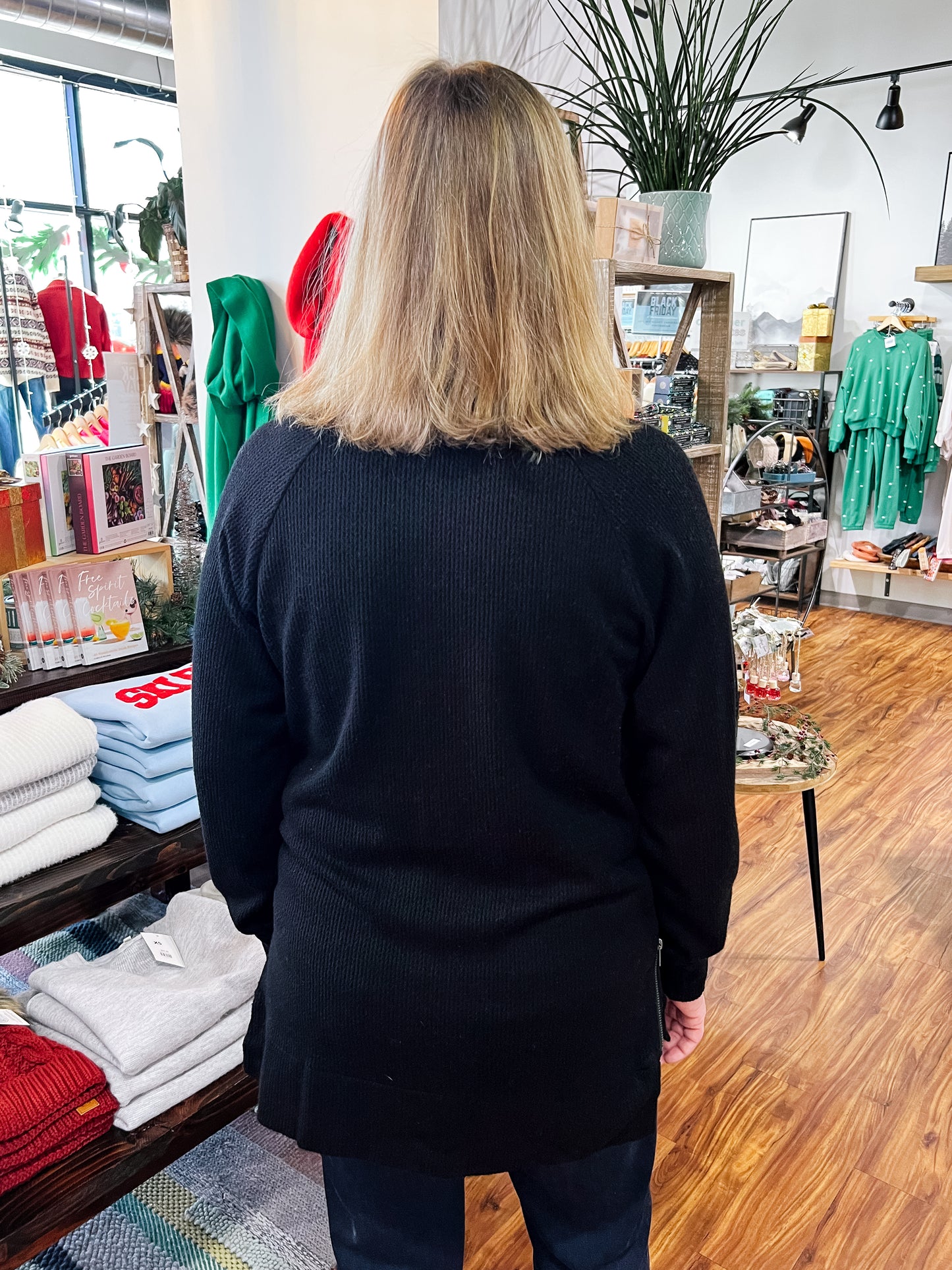 Black Zip Side Crewneck L/S Tunic