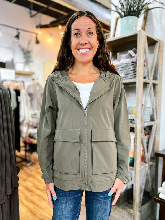 Olive Jacket w/ Front Pockets