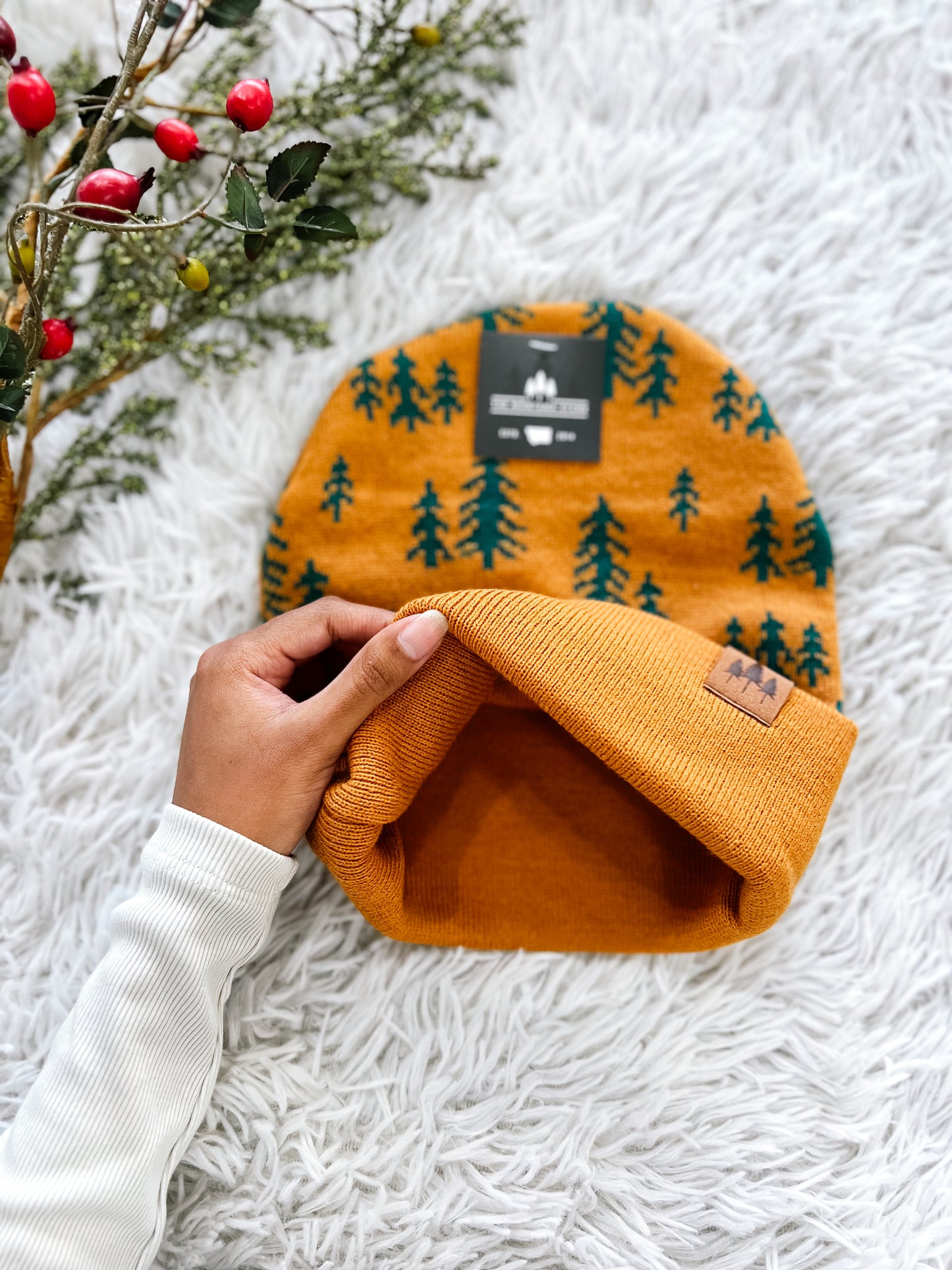 Pine Tree Fold Over Beanie