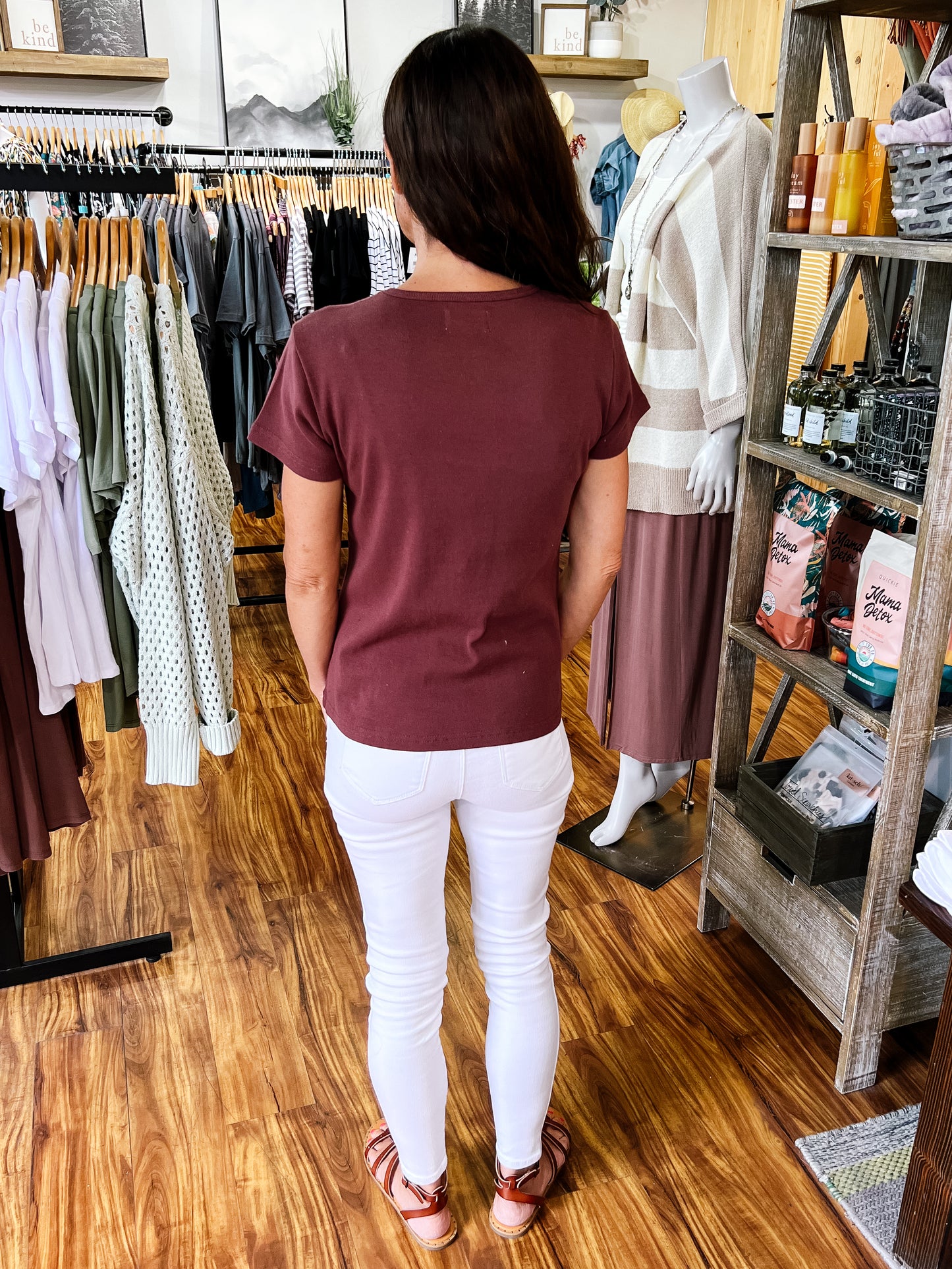 Brown Ribbed Short Sleeve Shirt