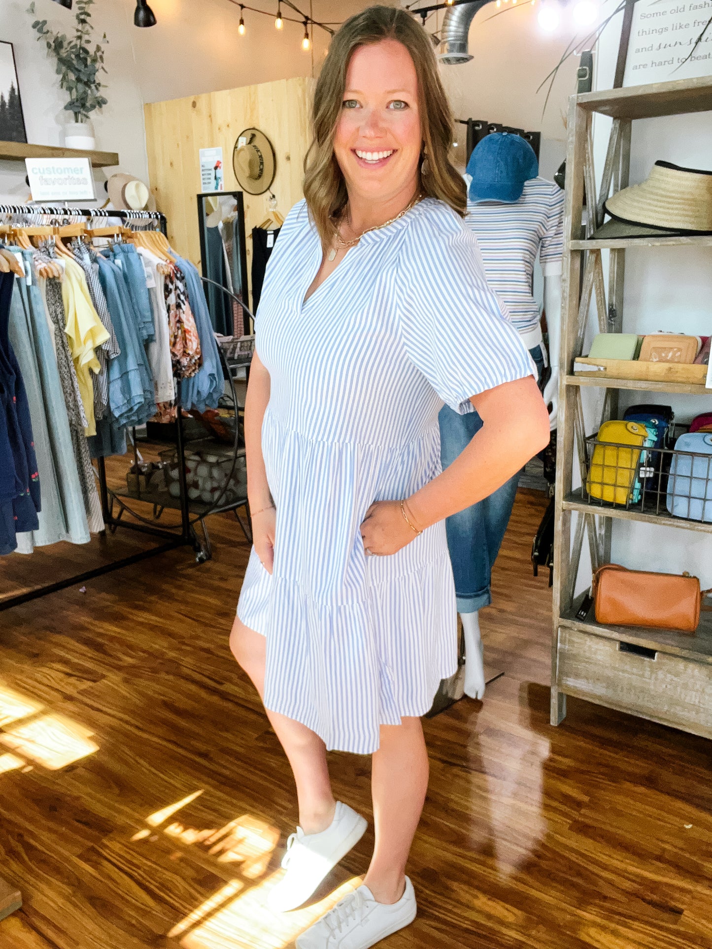 Blue And White Stripe Dress