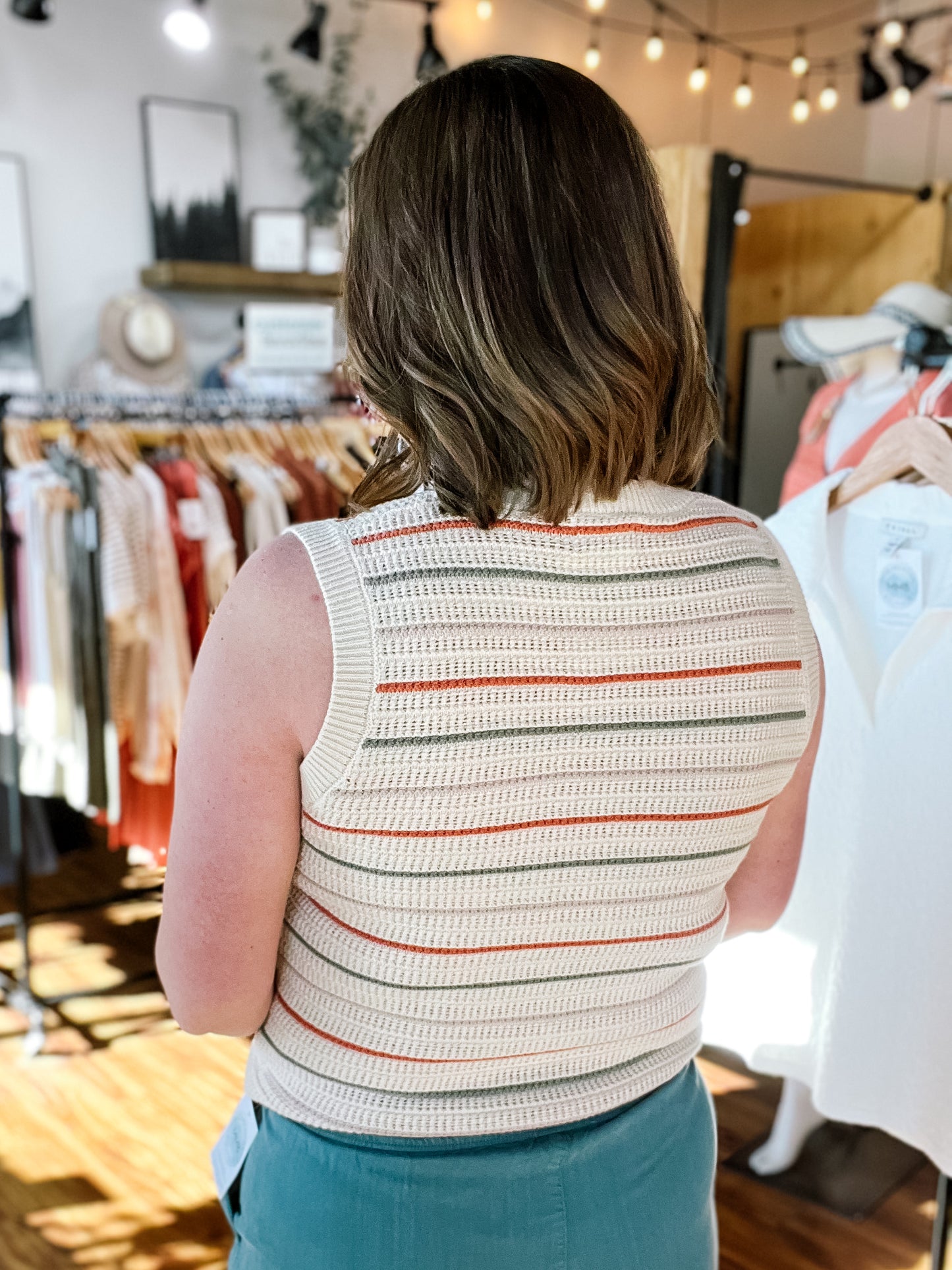 Sand Striped Sweater Tank