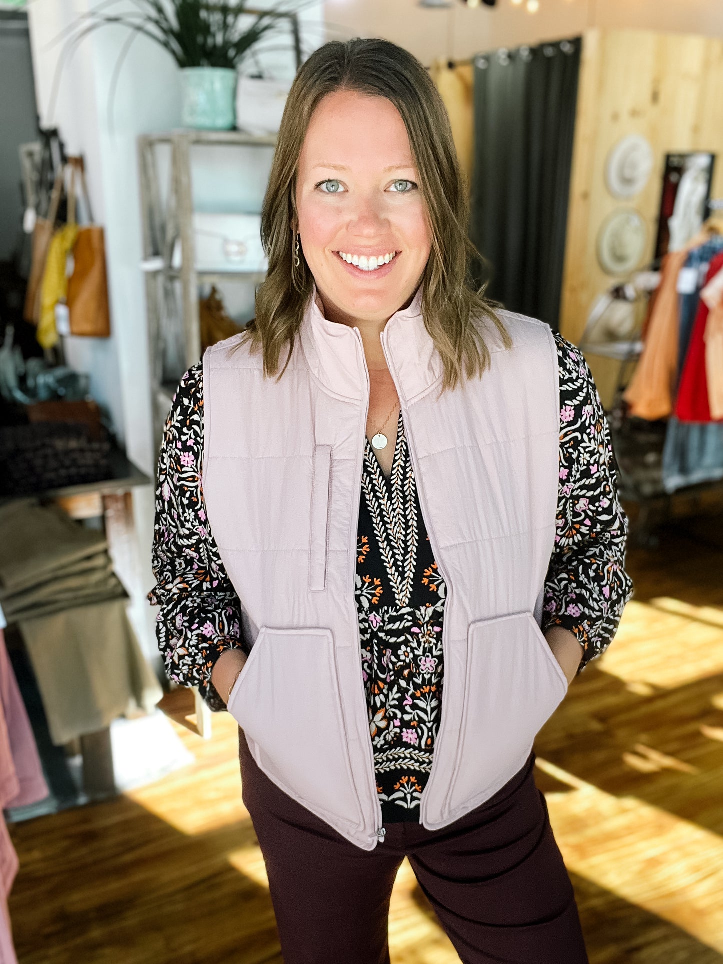 Dusty Pink Packable Puffer Vest