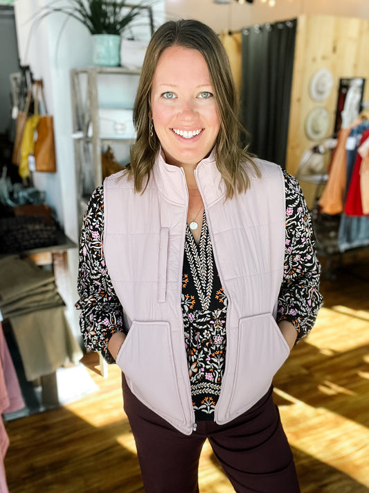 Dusty Pink Packable Puffer Vest