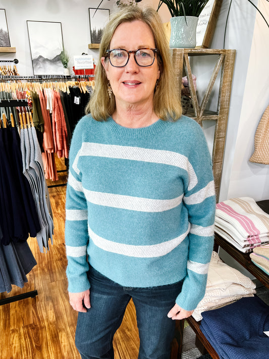 Blue & Light Gray Stripe Sweater