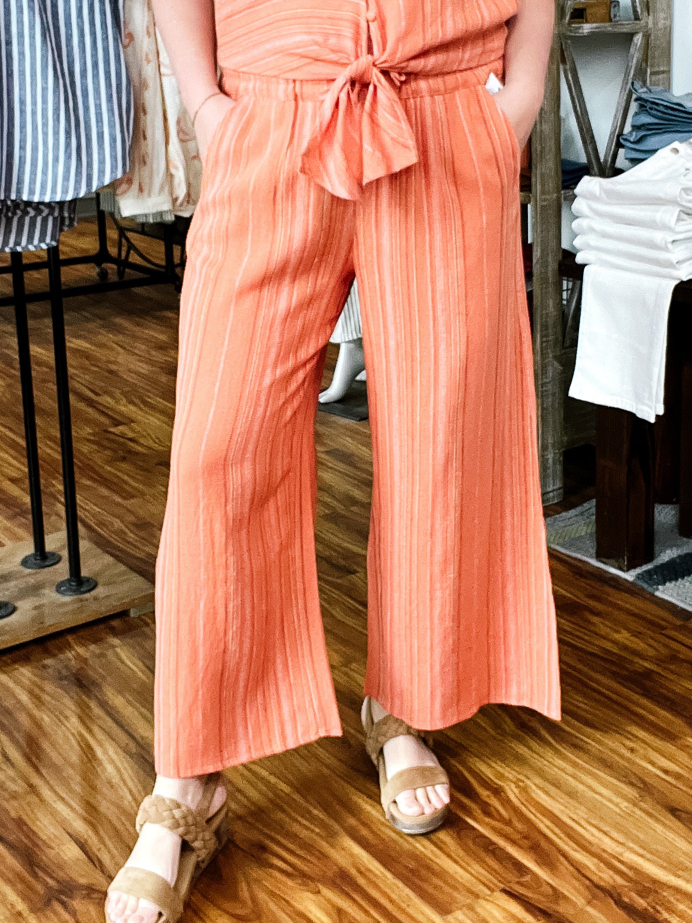 Guava Slit Hem Wide Leg Pant