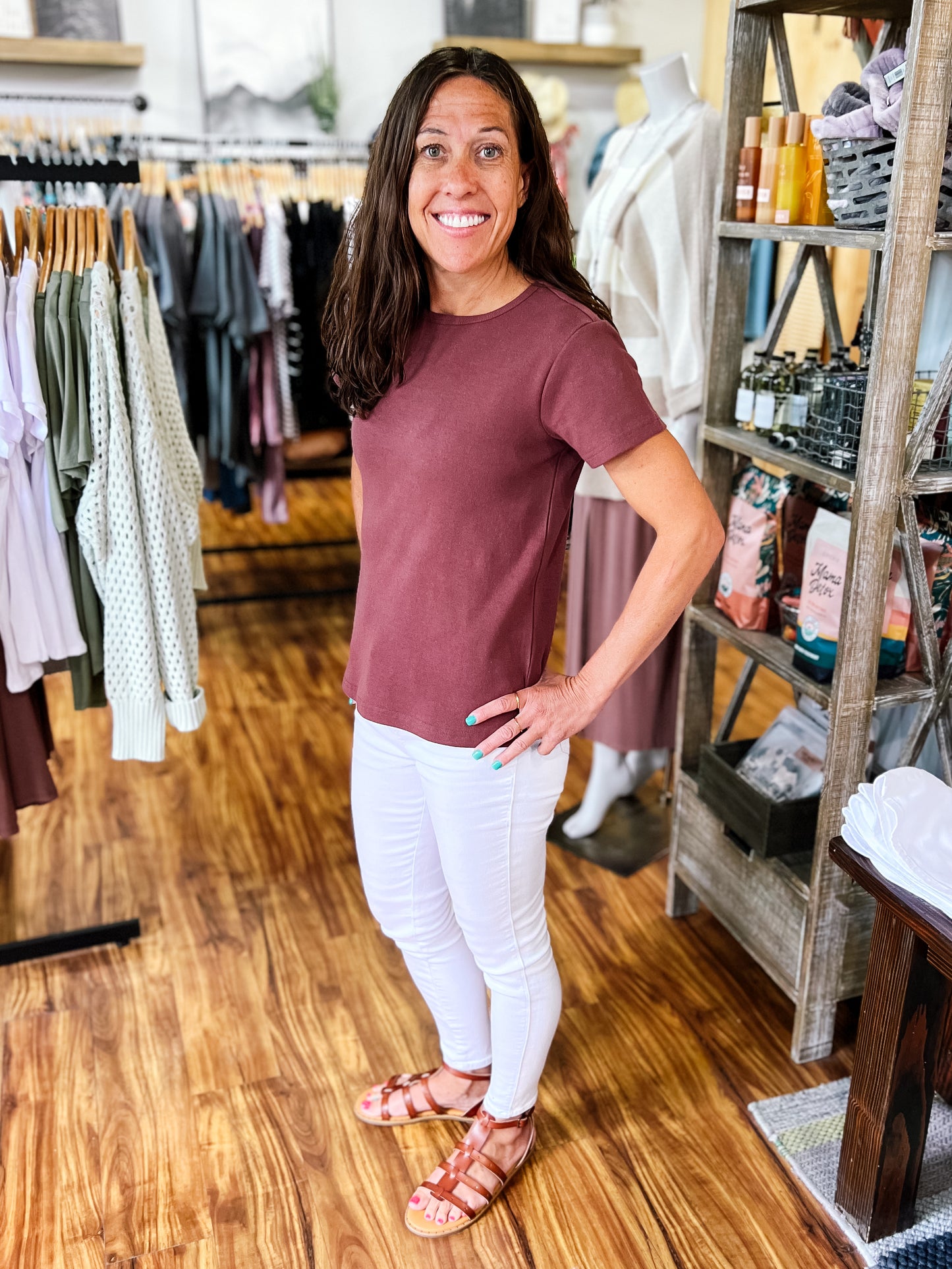 Brown Ribbed Short Sleeve Shirt