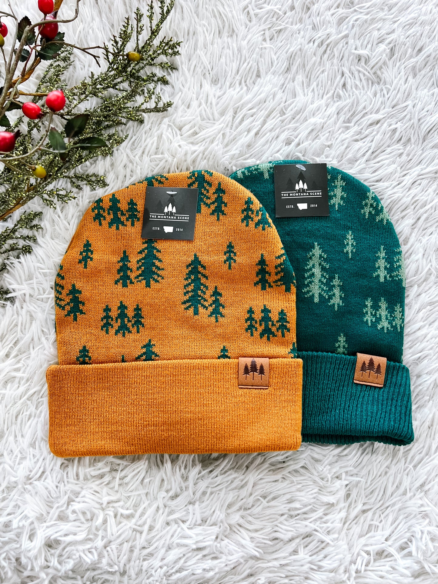 Pine Tree Fold Over Beanie