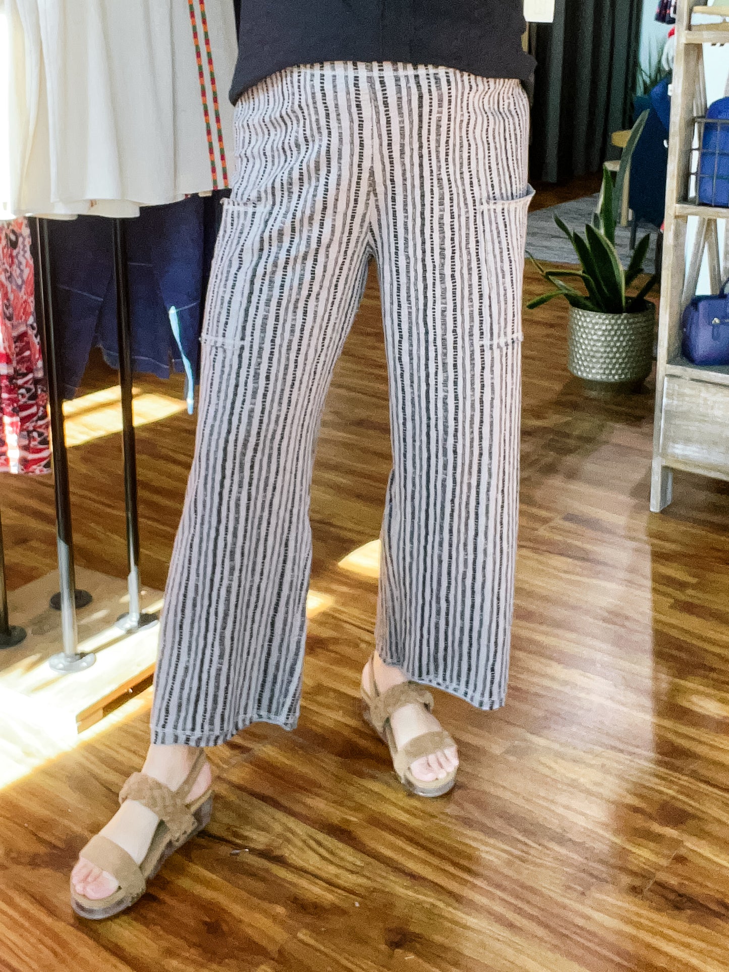 Gray W/Black Dash Stripes Pant