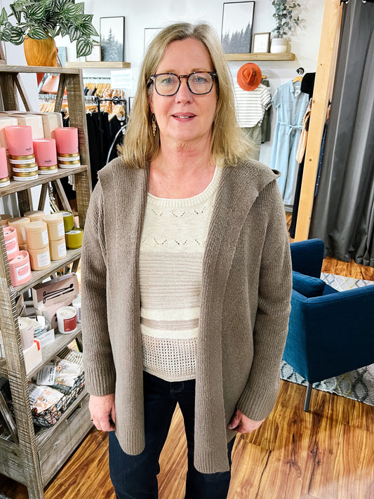 Brown Hooded Cardigan