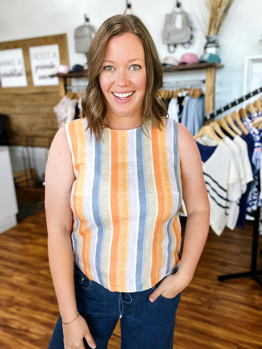 Orange Sleeveless Shell Top