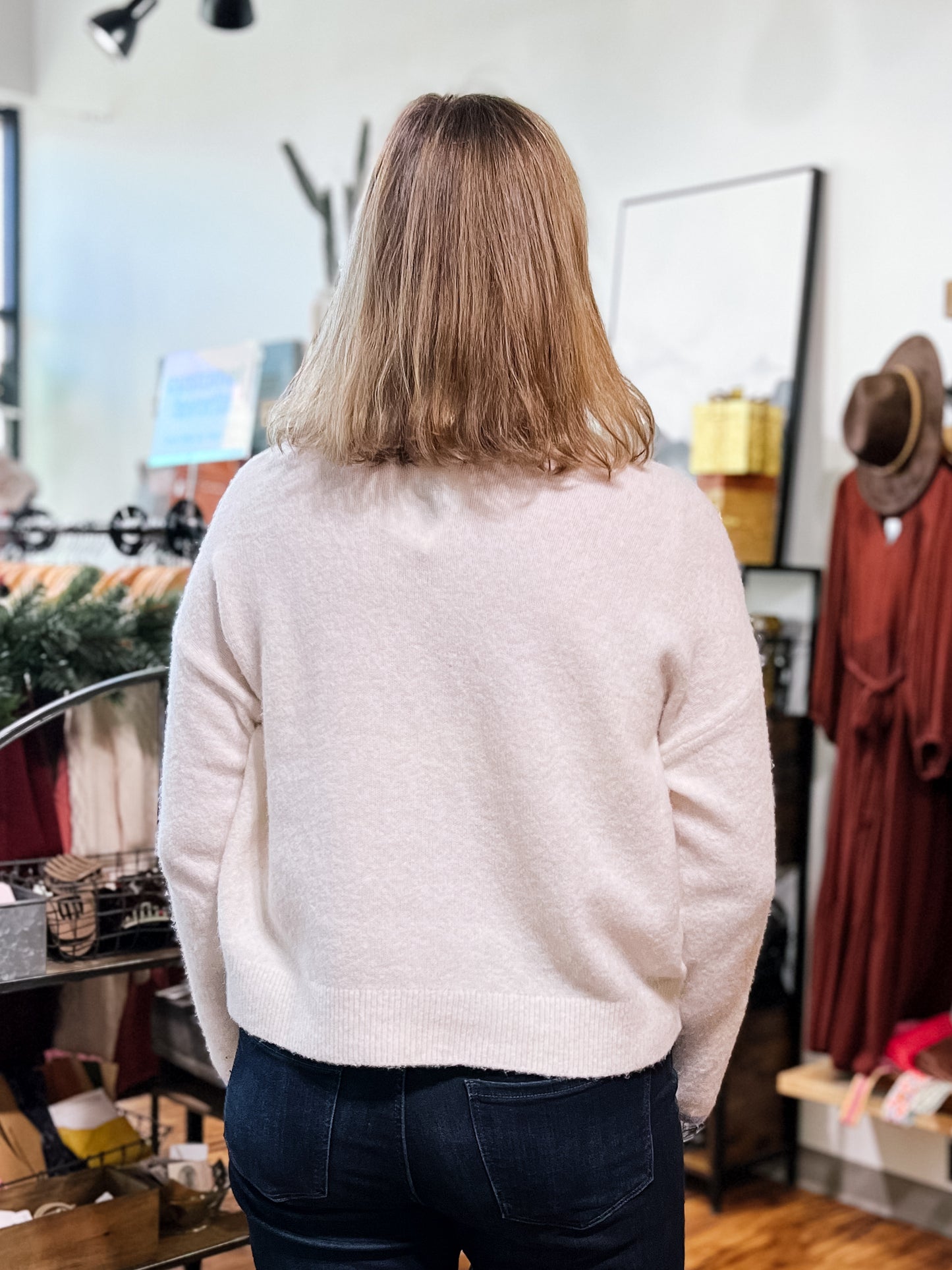 Ivory W/ Blue Bow Sweater
