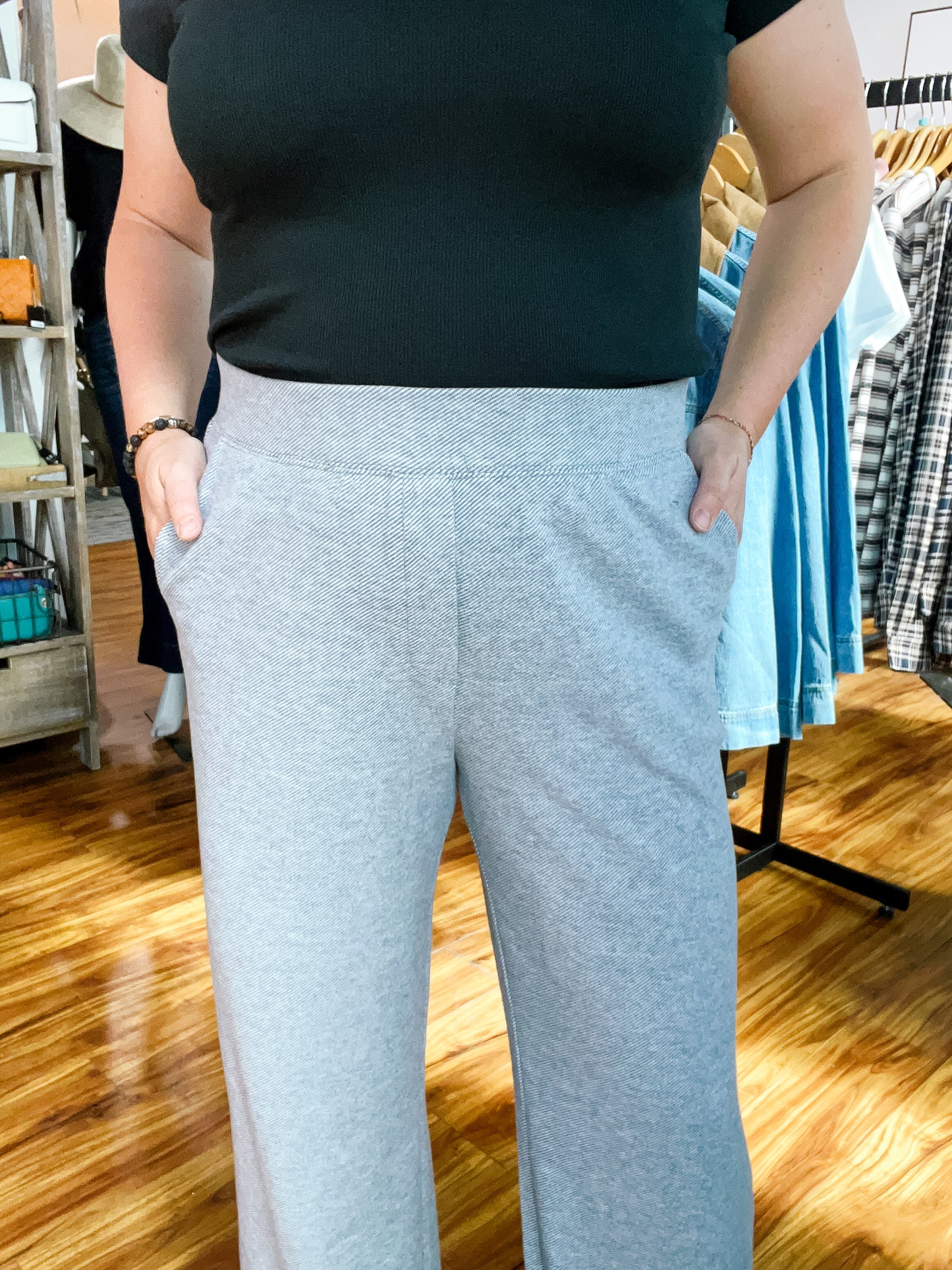 Charcoal Gray Mini Stripe Pants