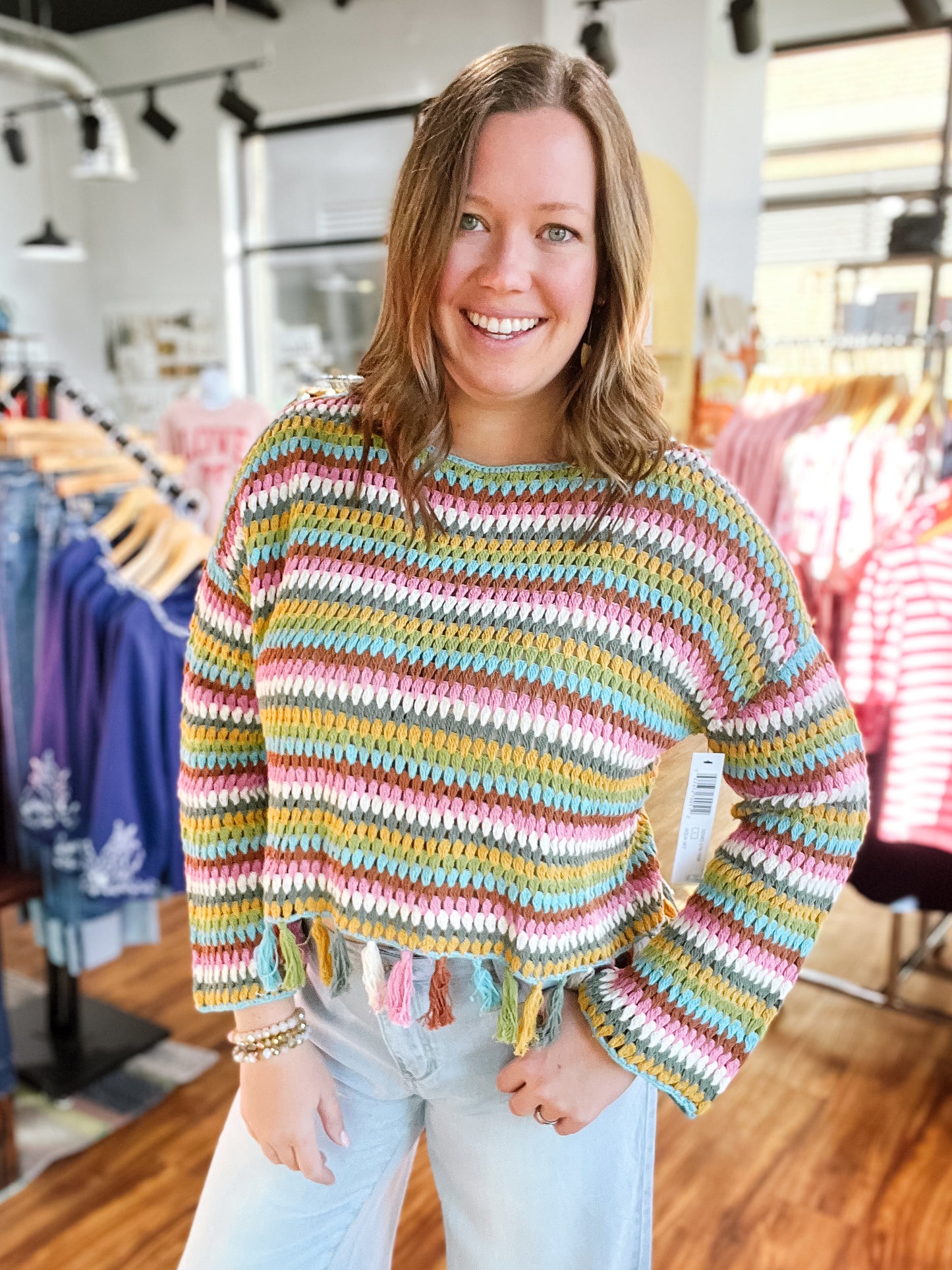 Multi Color Tassel Sweater