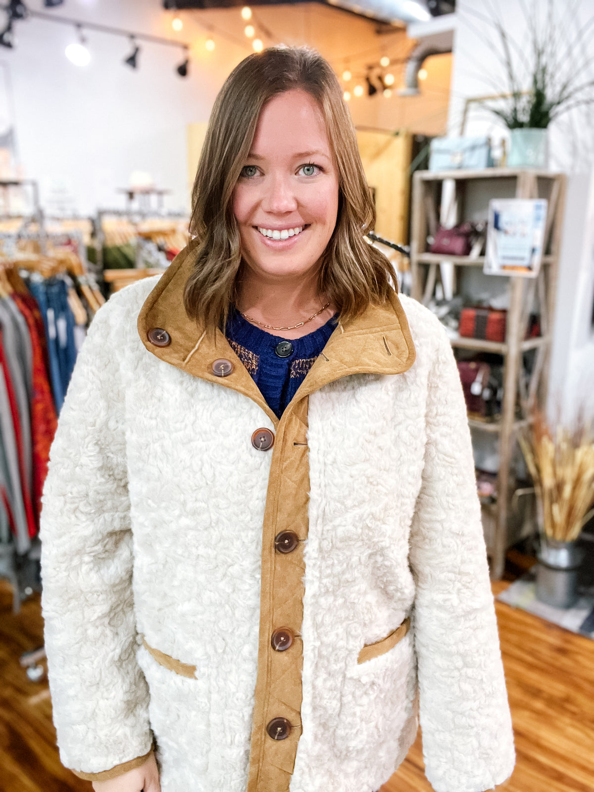 Cream & Tan Reversible Coat