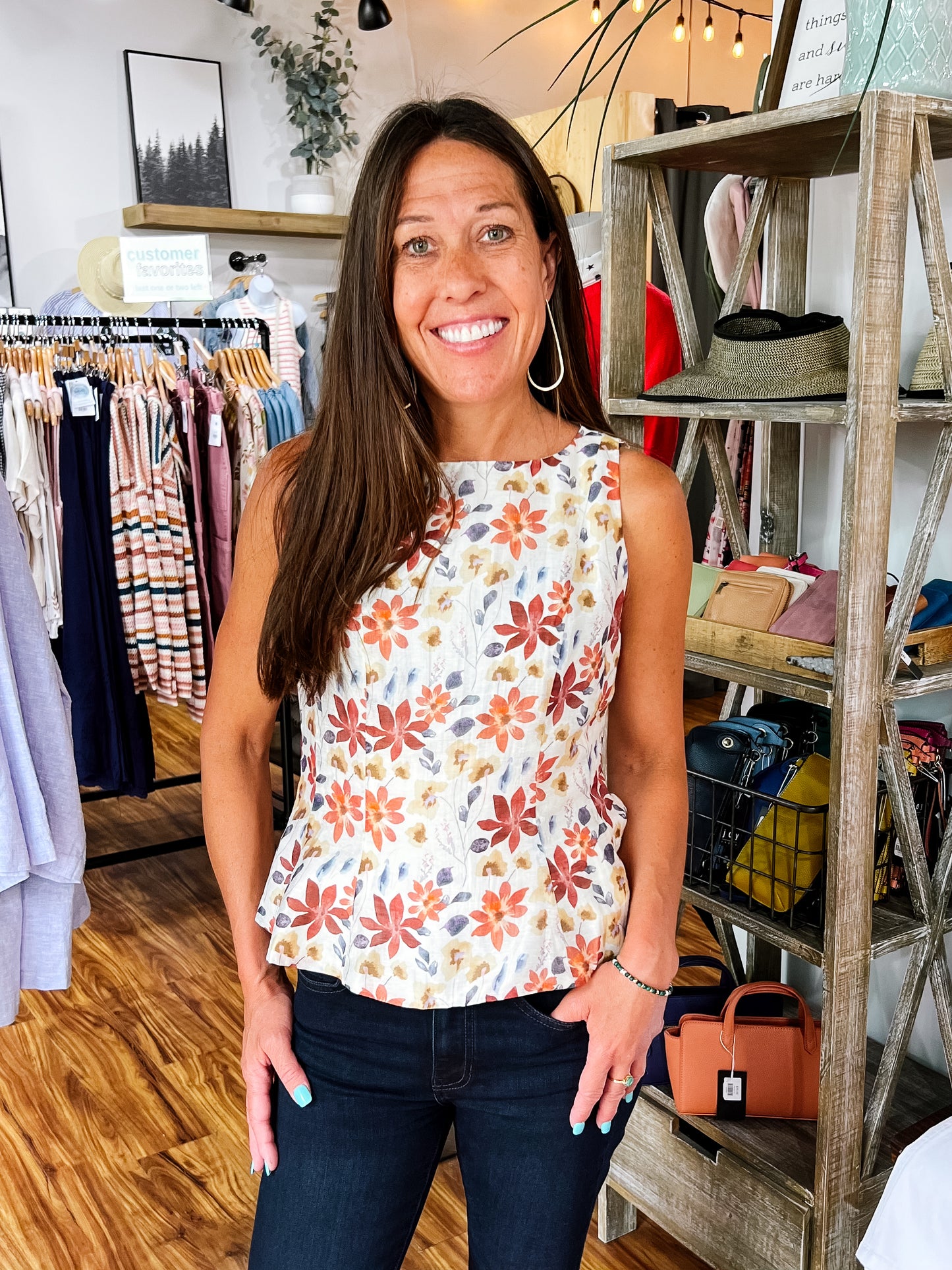Fall Colors Flower Peplum Top