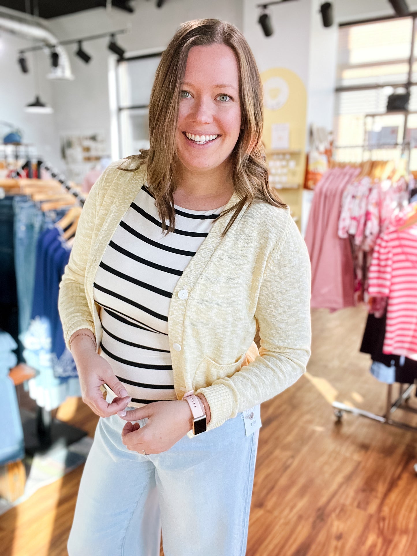 Yellow Button Front Cardigan