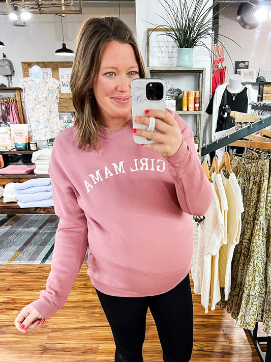Dusty Pink Girl Mama Crewneck Sweatshirt