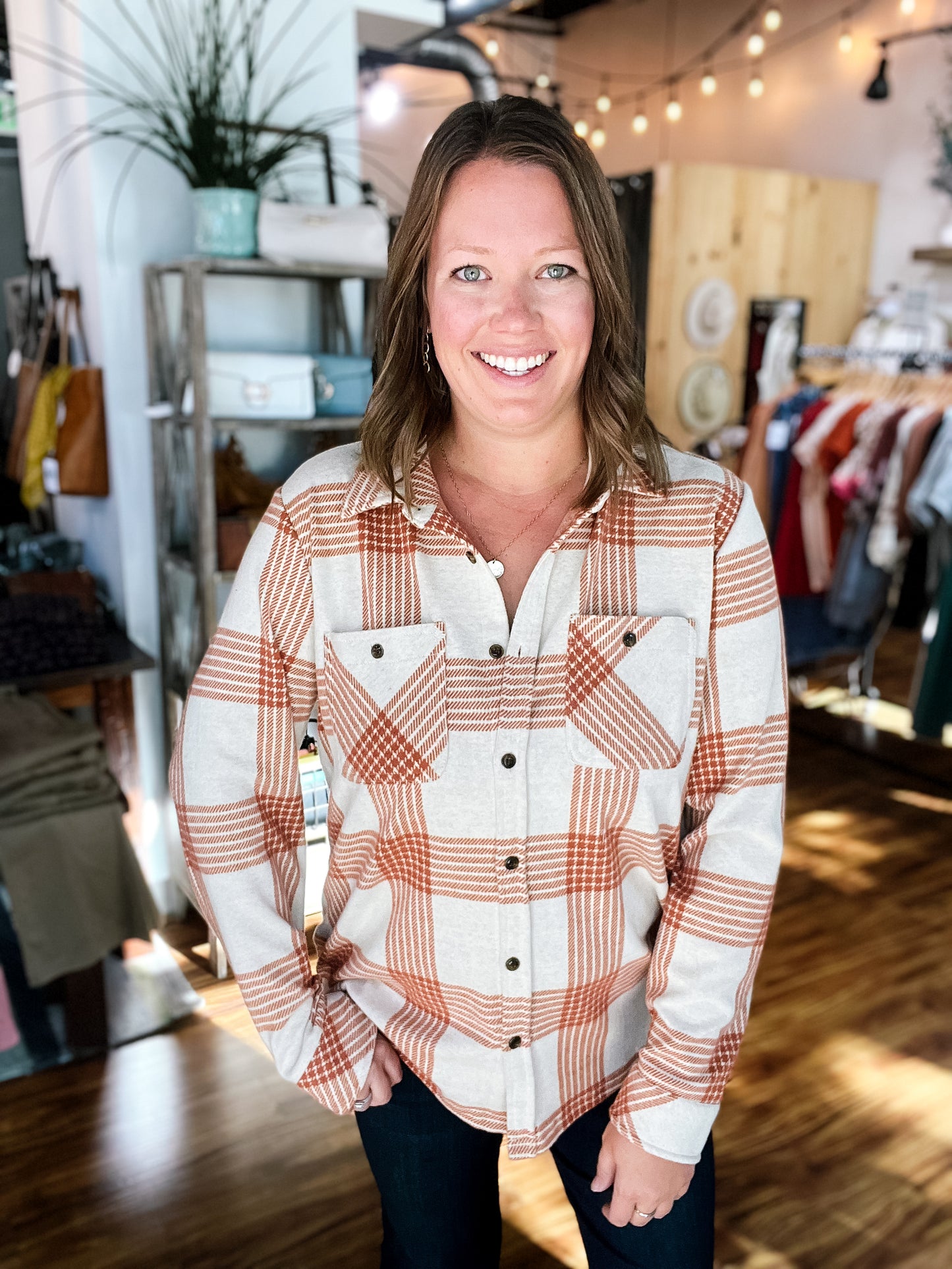 Tan Plaid Flannel Shirt