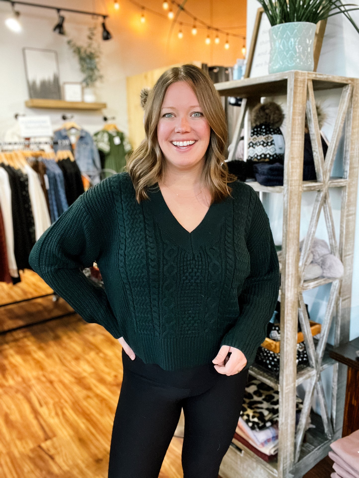 Dark Teal V-Neck Sweater