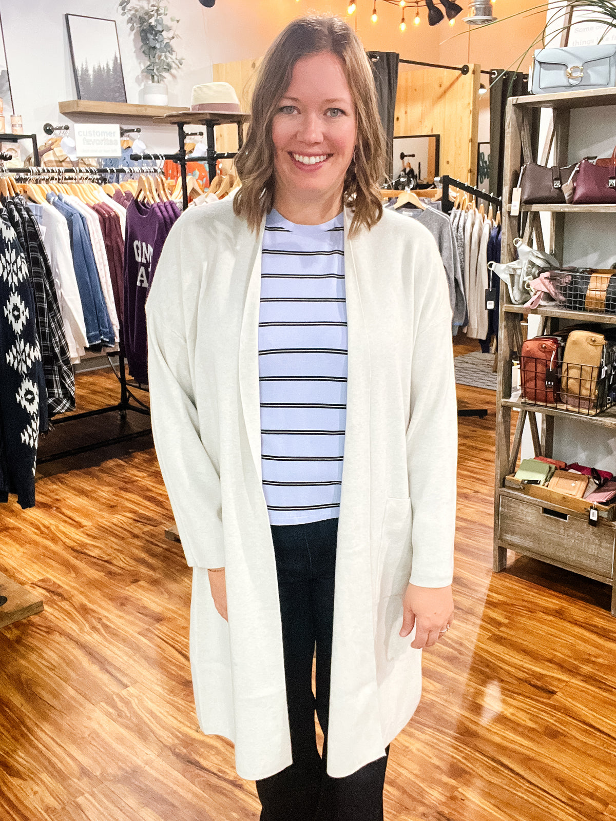 Heathered Cream Long Cardigan