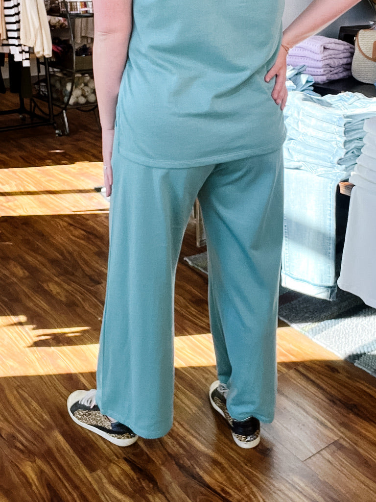 Teal Knit Pull On Pant