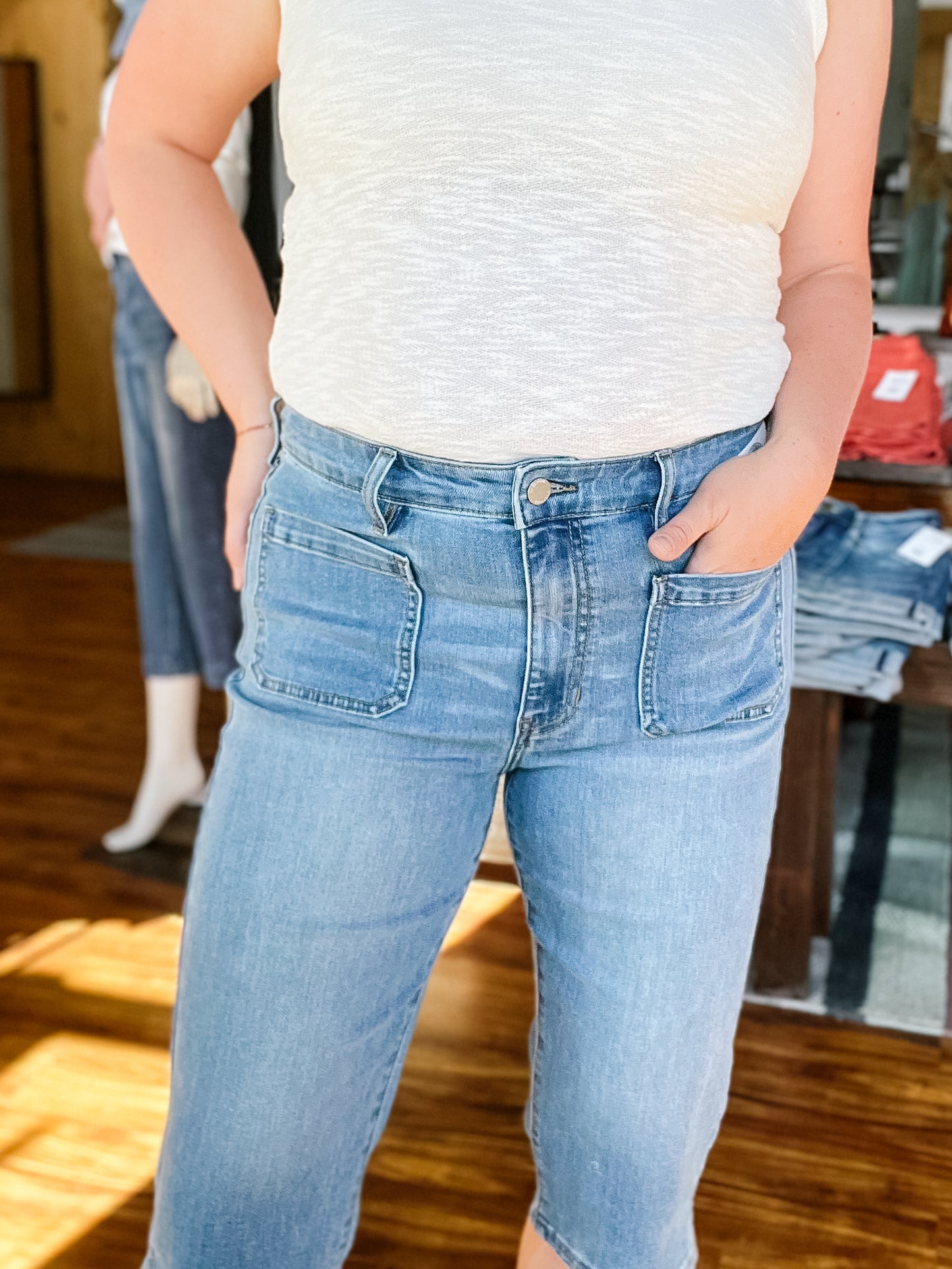 Ocean Breeze Blue Capri Jean