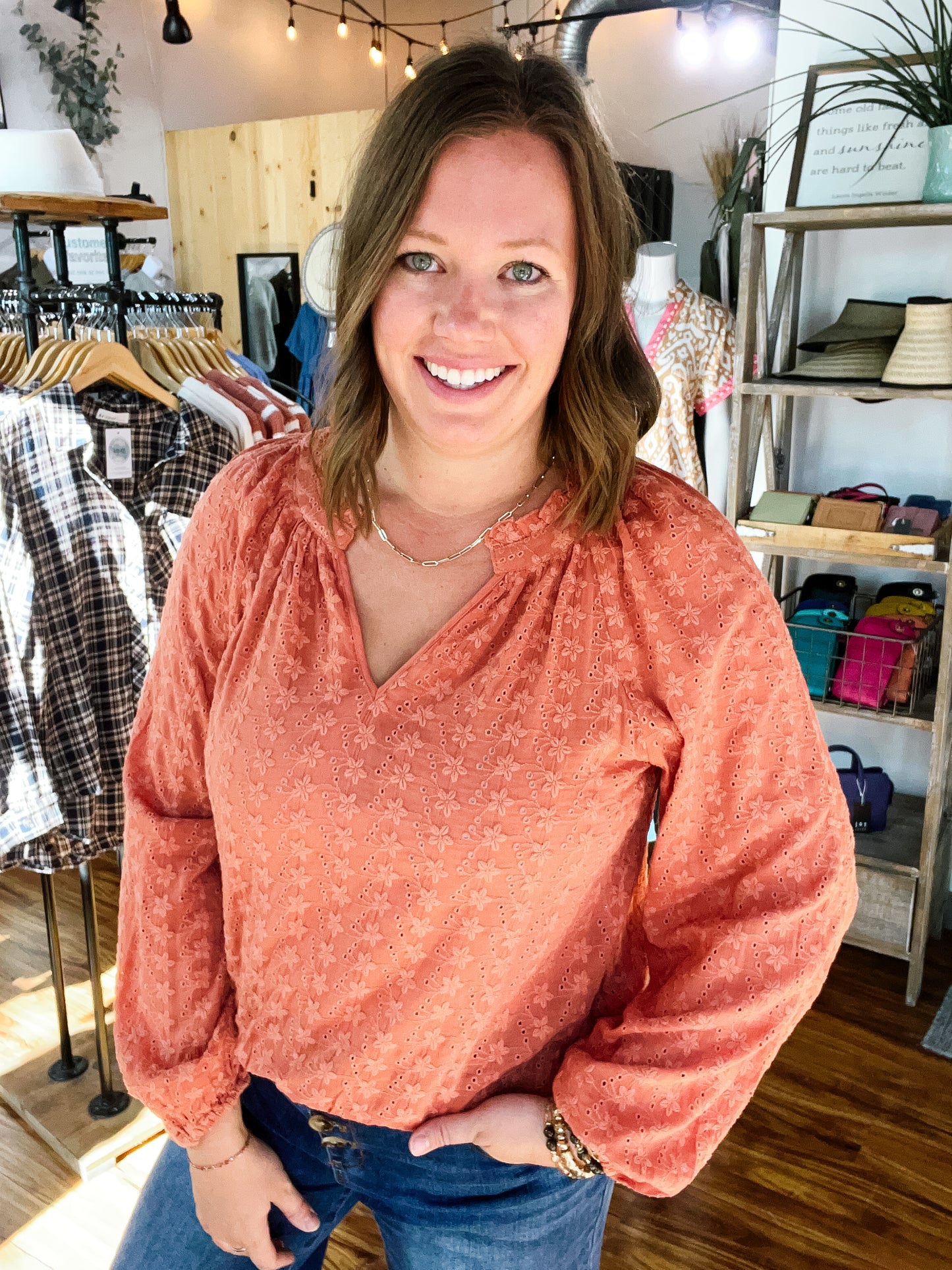 Terracotta Eyelet Top