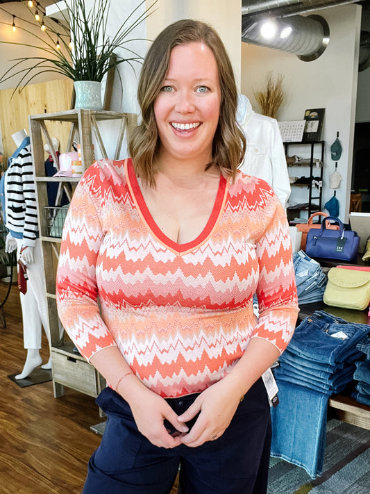 Orange Chevron Sweater