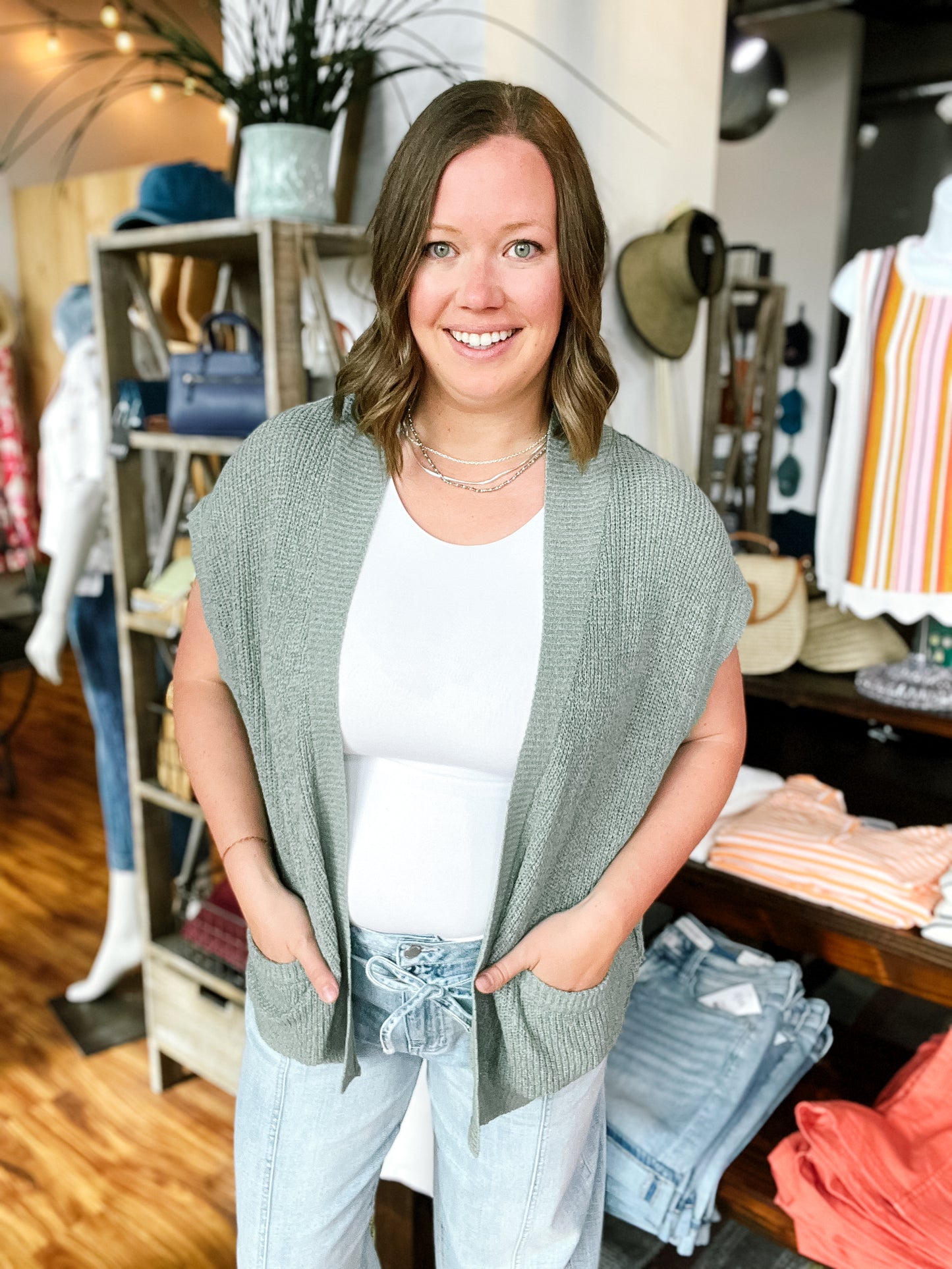 Jade Short Sleeve Open Knit Cardigan