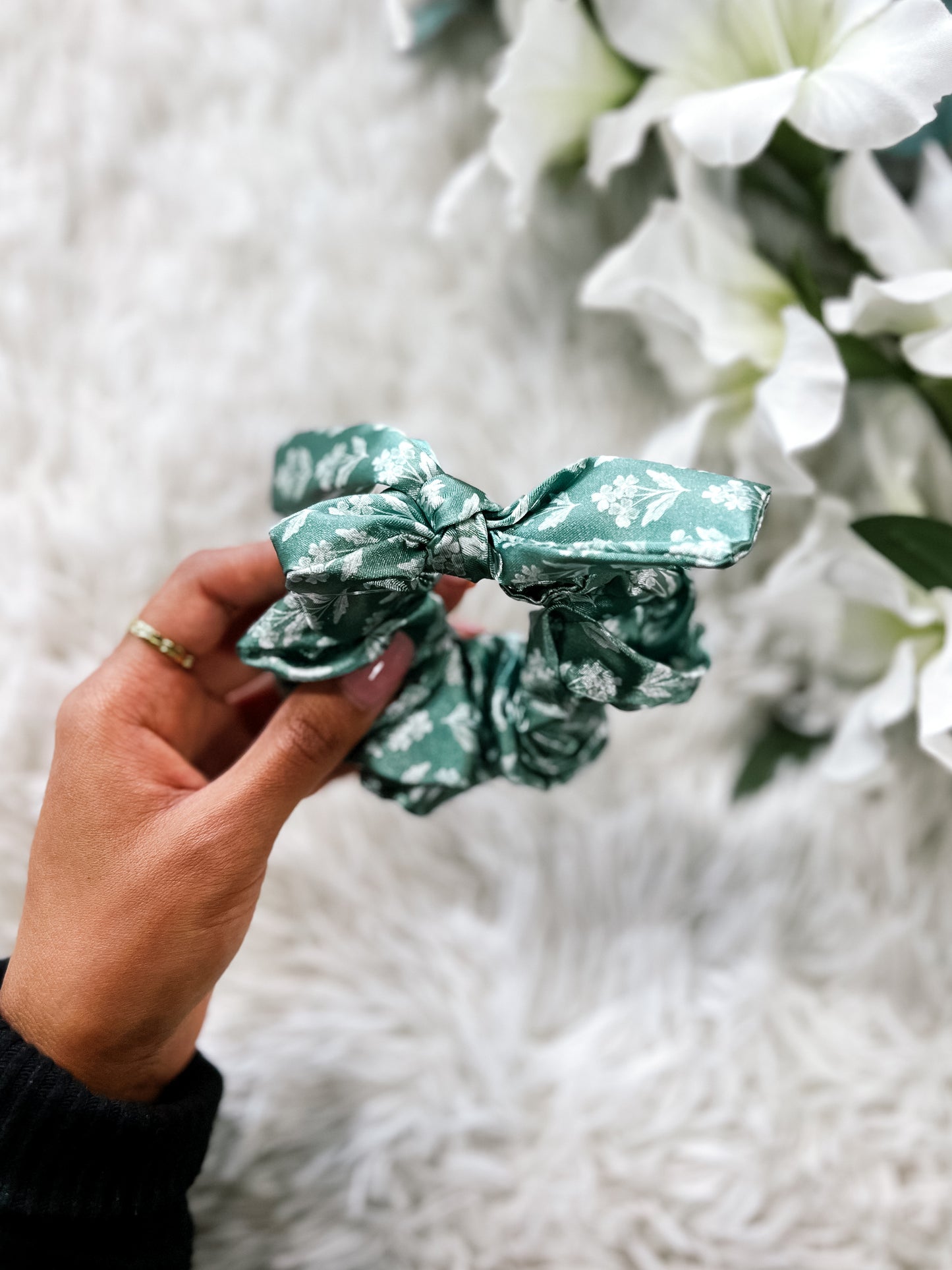 Sage Floral Scrunchie