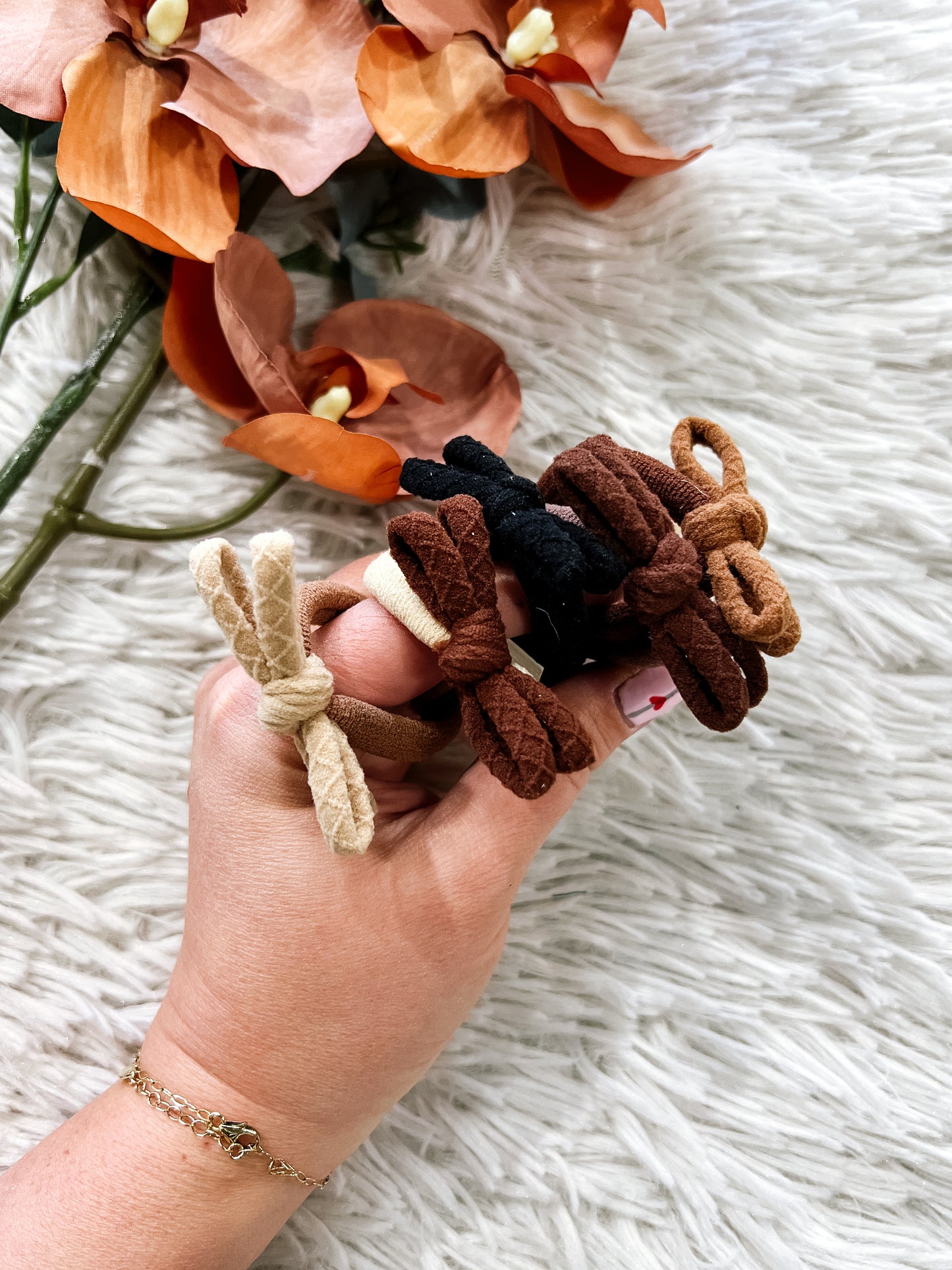 Neutral Bow Hair Ties