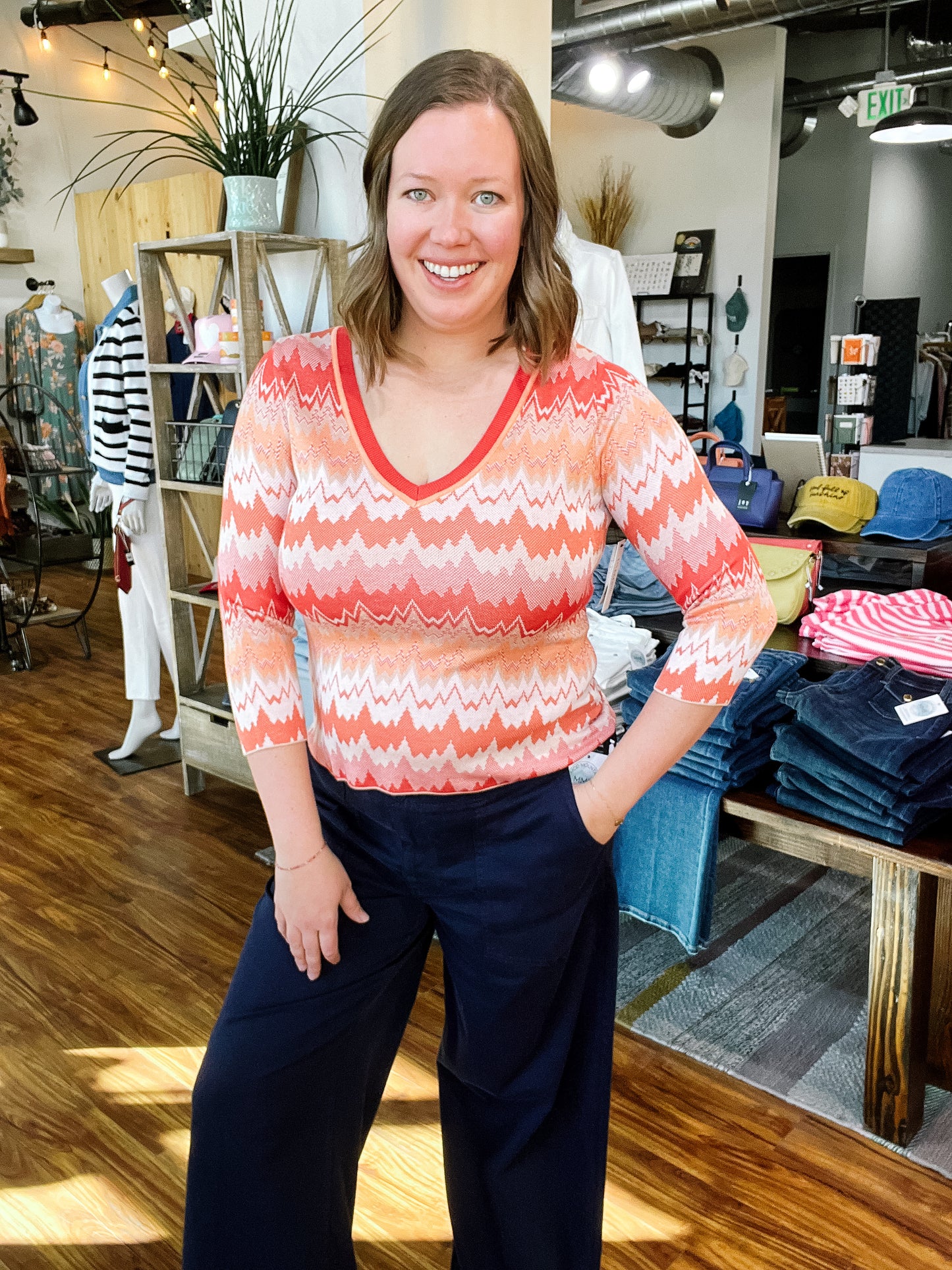 Orange Chevron Sweater