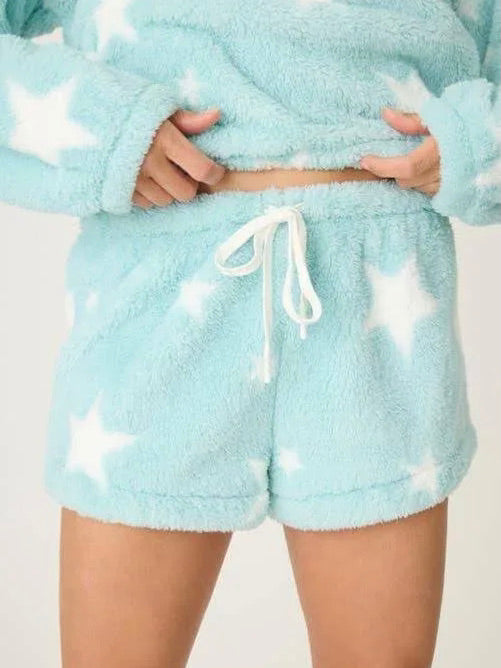 Mint Stars Cozy Shorts