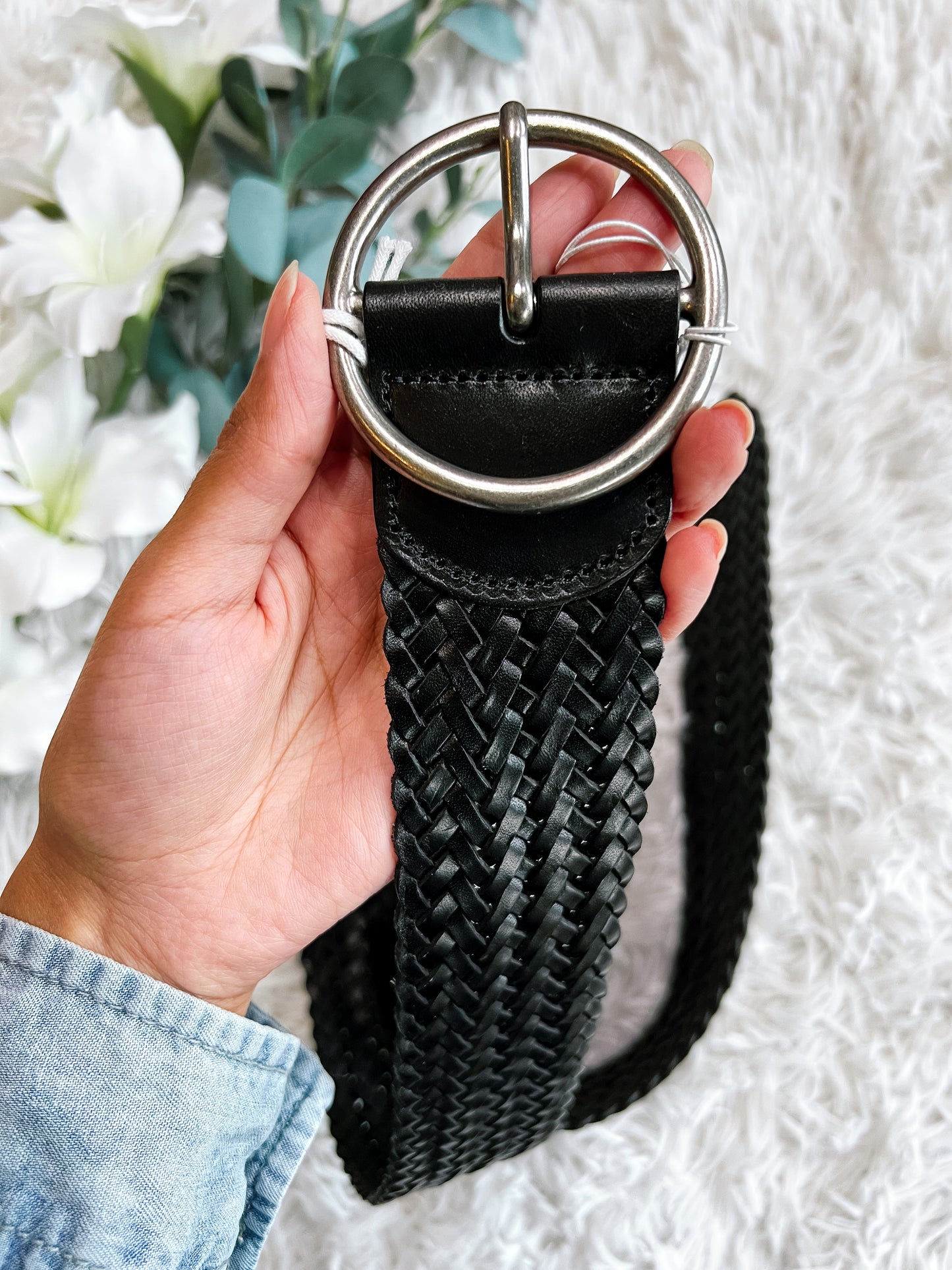 Black Wide Braided Belt