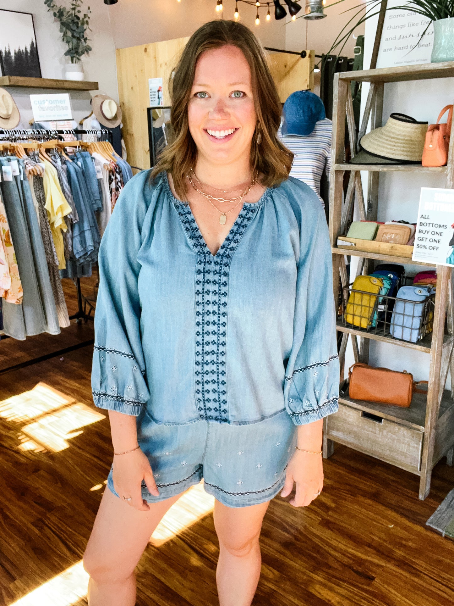 Chambray Embroidery Top