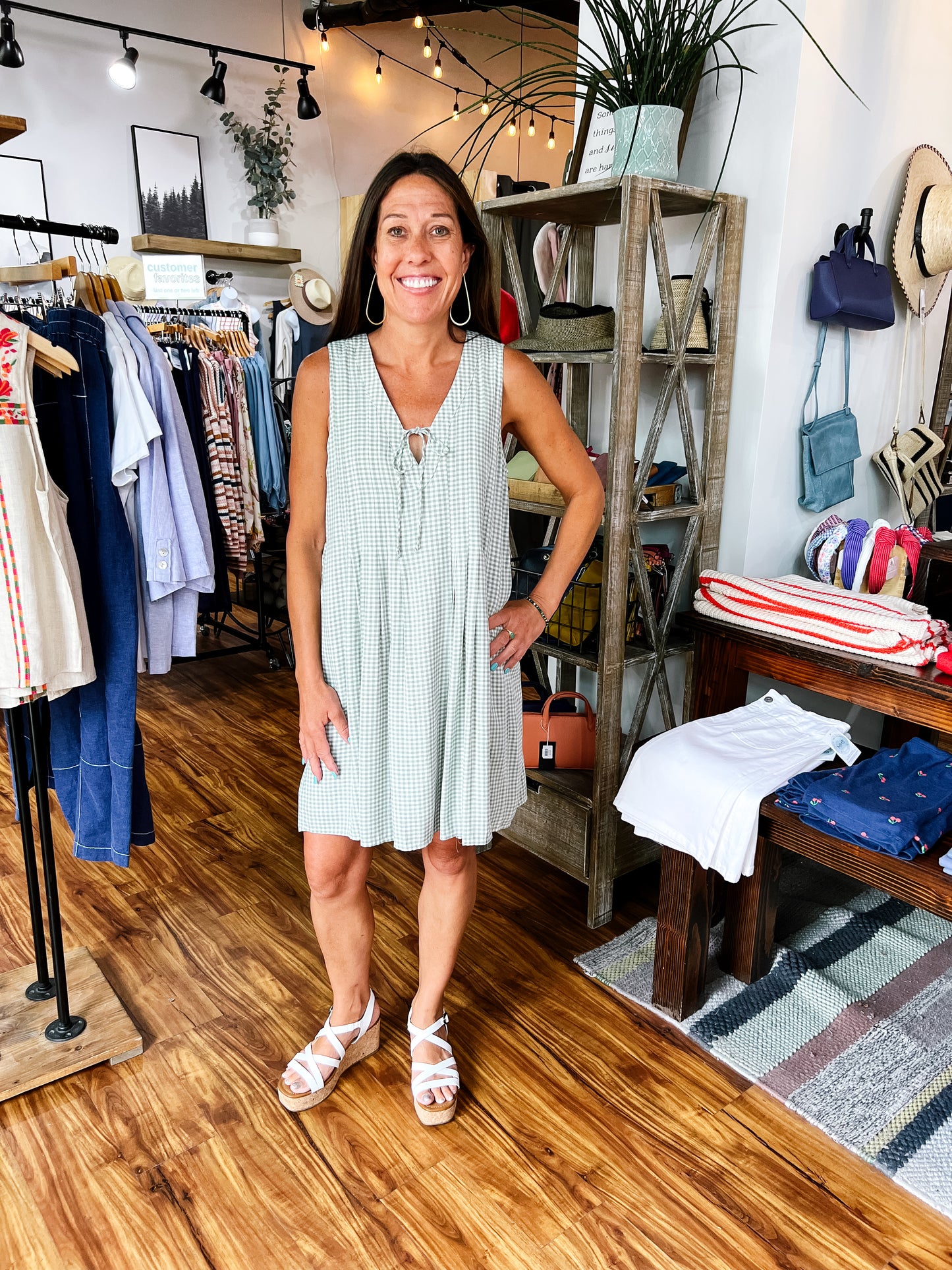 Pistachio Gingham Babydoll Dress